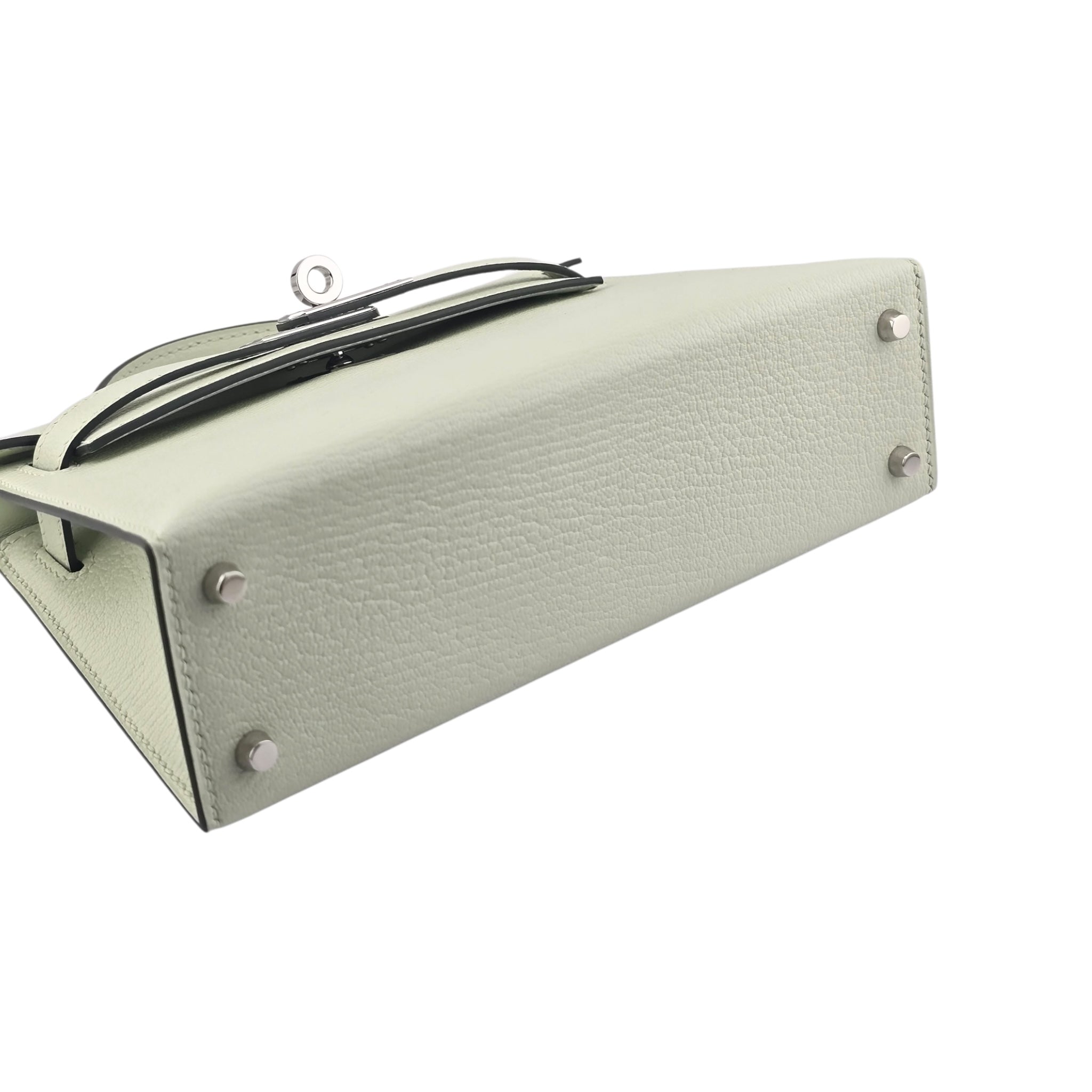 Hermes Mini Kelly II Vert Fizz Chevre Palladium Hardware Bag