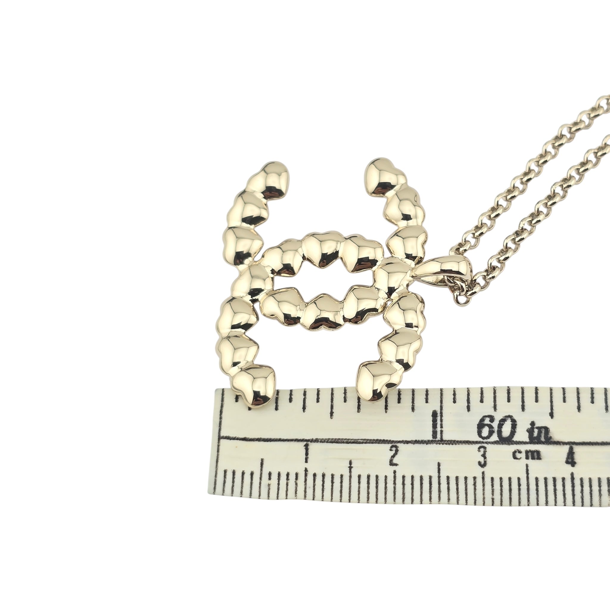 Chanel CC Gold Crystal Heart Pendant Necklace