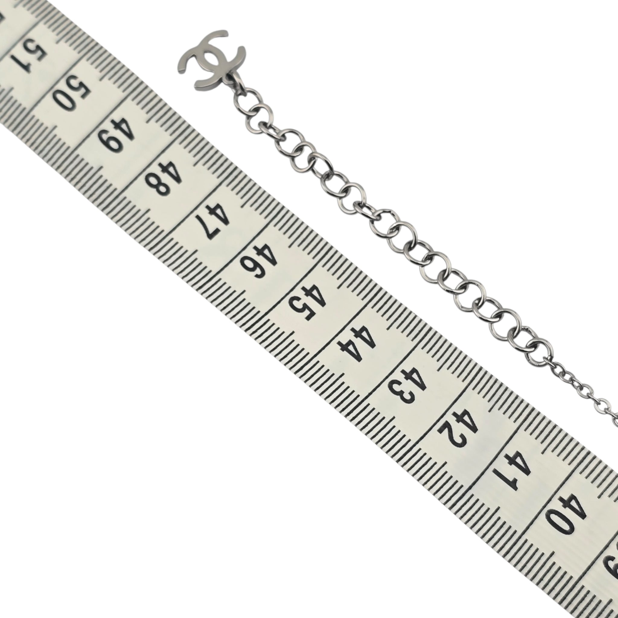 Chanel CC Silver Crystal Enamel Bow Necklace 2025