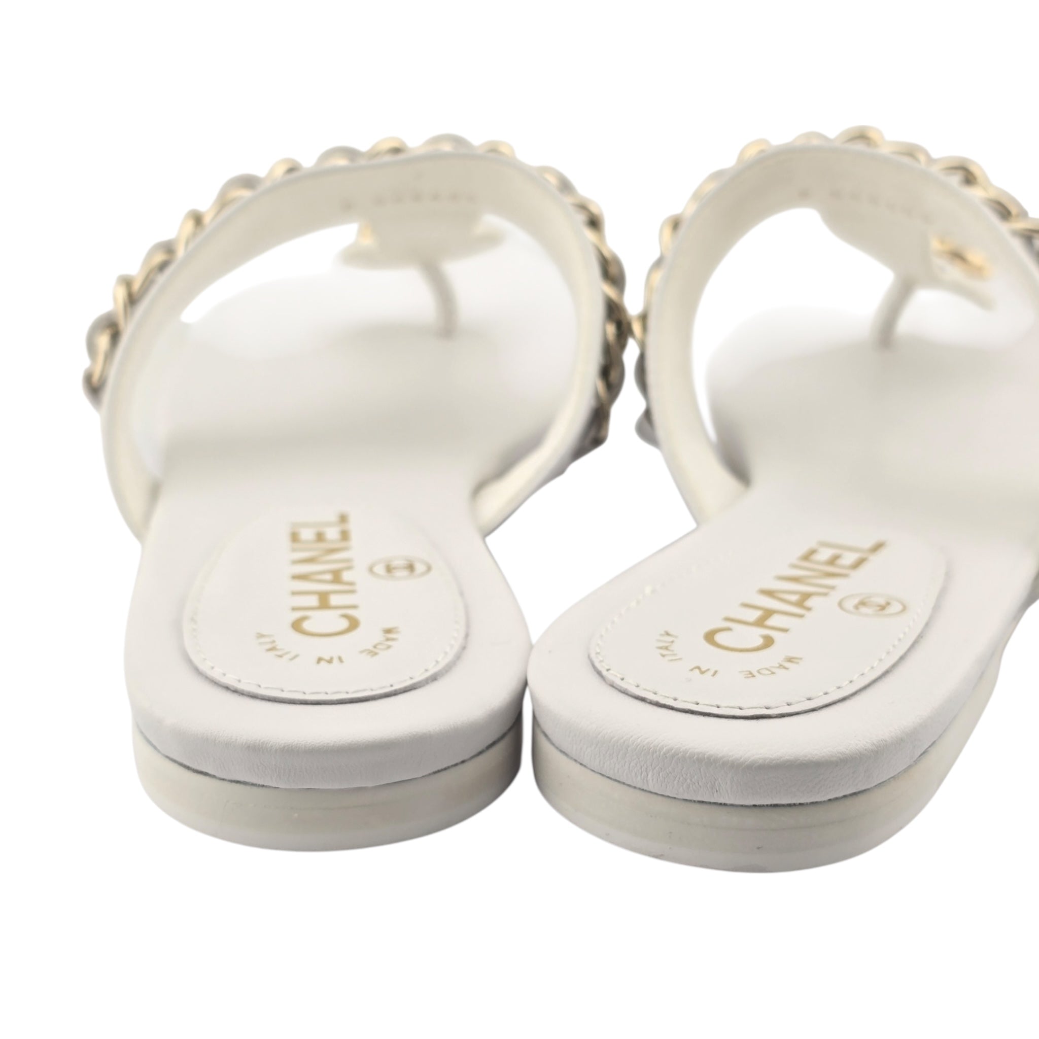 Chanel CC White Turnlock Sandals - 39
