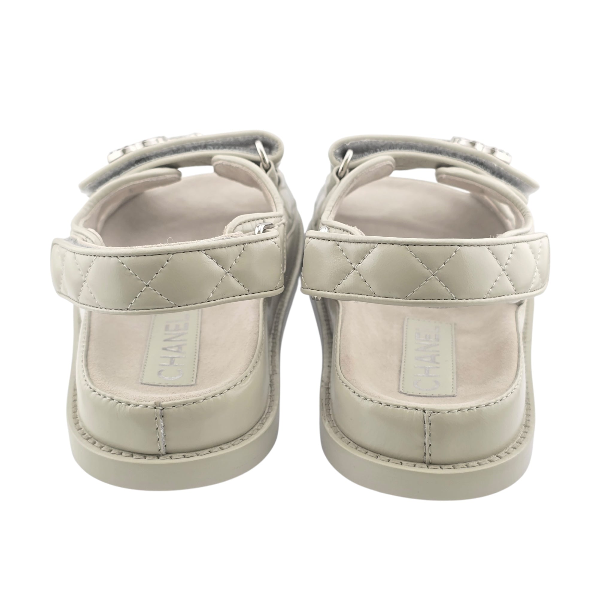 Chanel CC Cream White Lambskin Dad Sandals - 39