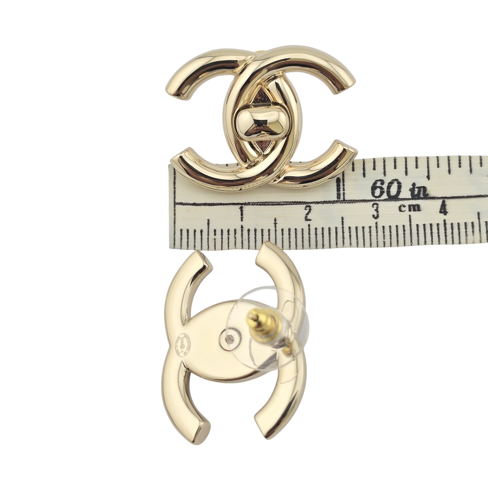 Chanel Metal CC Turnlock Earrings Gold
