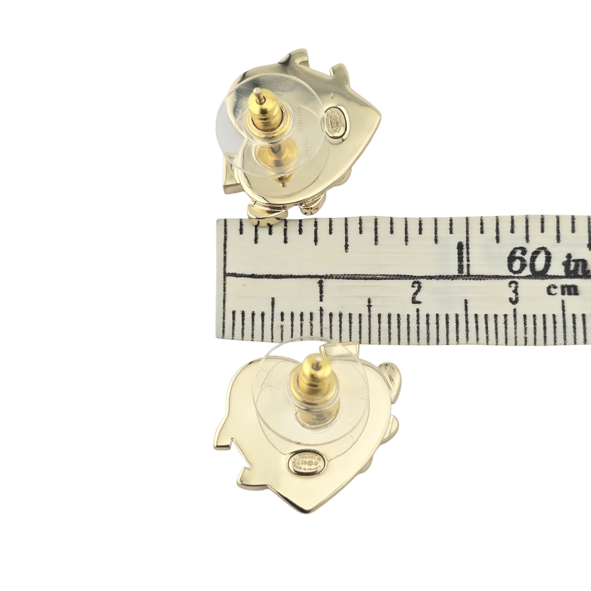 Chanel CC Crystal Heart Earrings Gold 2025