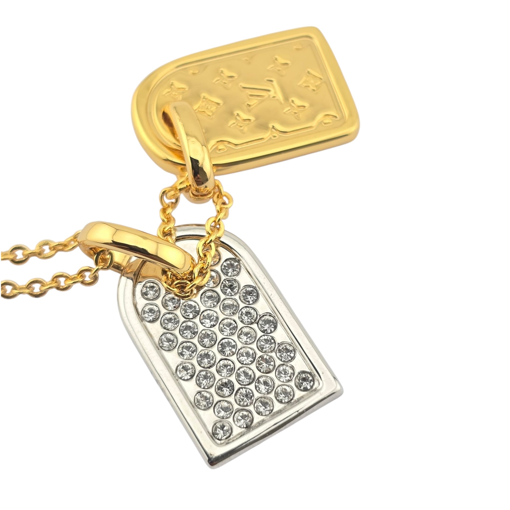 Louis Vuitton LV Nanogram Name Tag Necklace Gold