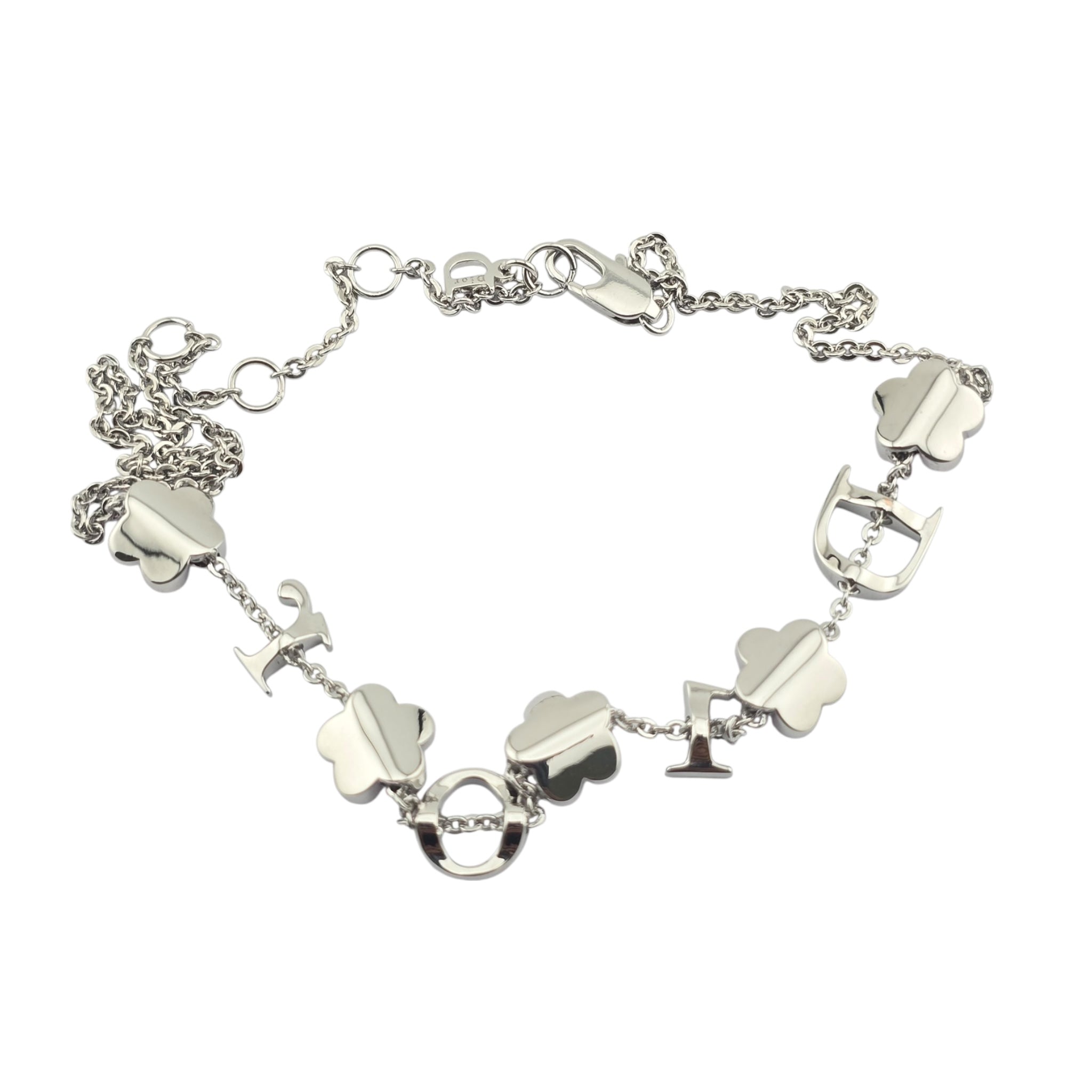 Christian Dior Crystal Flower Silver Pink Choker Necklace DIOR