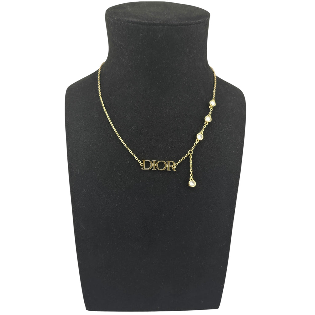 Christian Dior Dio(r)evolution Necklace Gold-Finish Metal and White Crystals DIOR