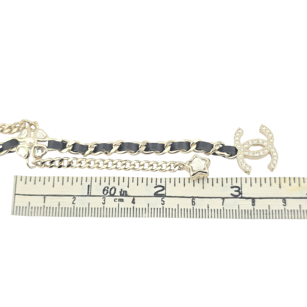 Chanel CC Black Leather Gold Necklace 2025 CHANEL
