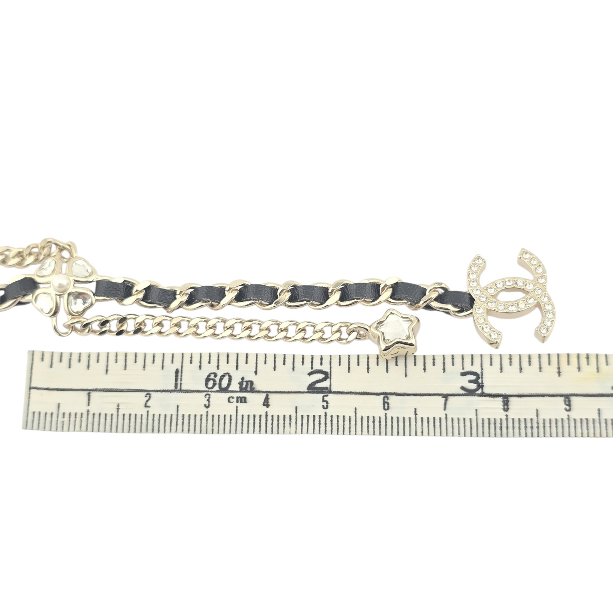 Chanel CC Black Leather Gold Necklace 2025 CHANEL