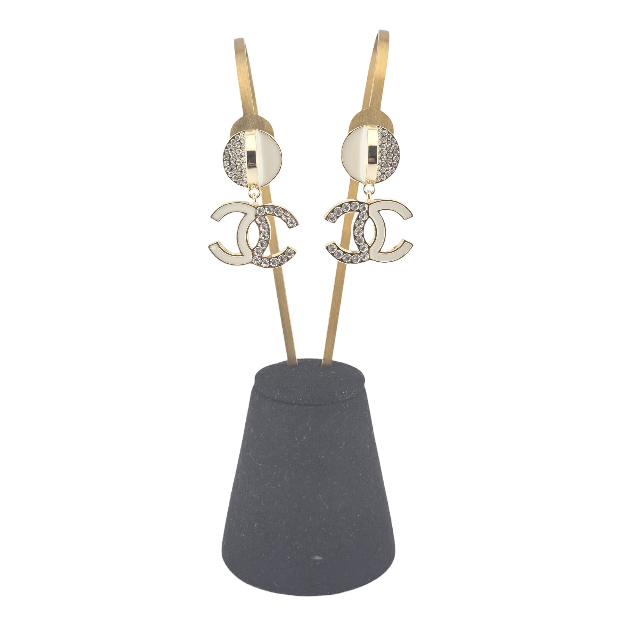 Chanel CC Drop Gold Crystals Earrings 2024 CHANEL