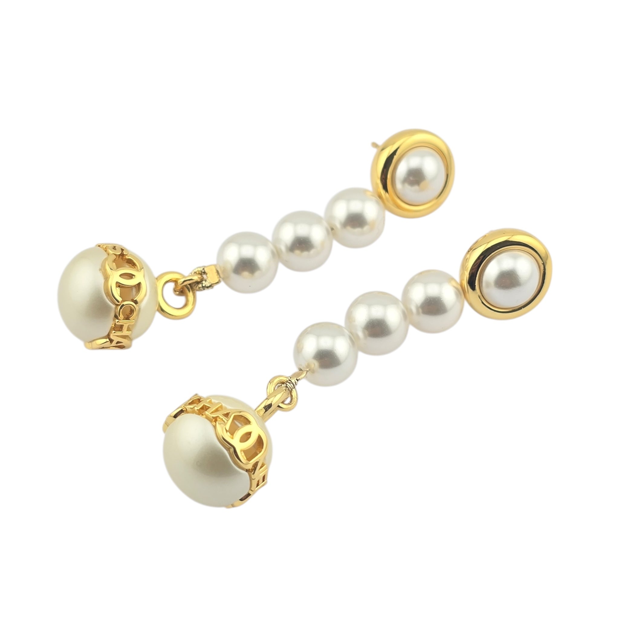 Chanel Gold Faux Pearl Dangle Earrings 2023 CHANEL