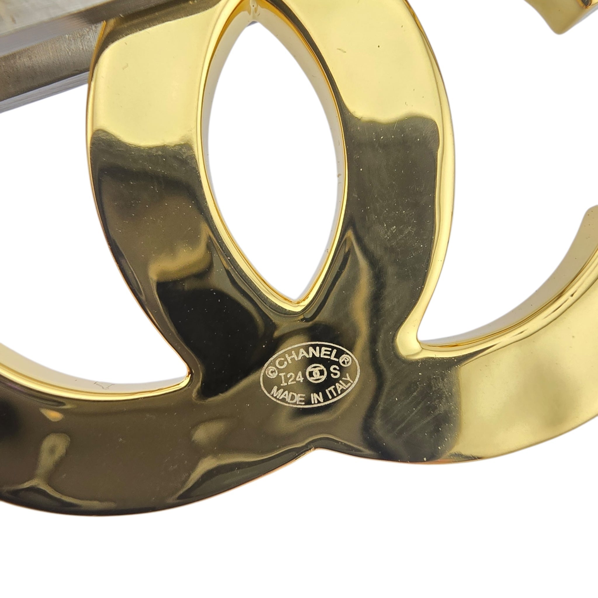 Chanel CC Gold Black Resin Brooch 2024 CHANEL