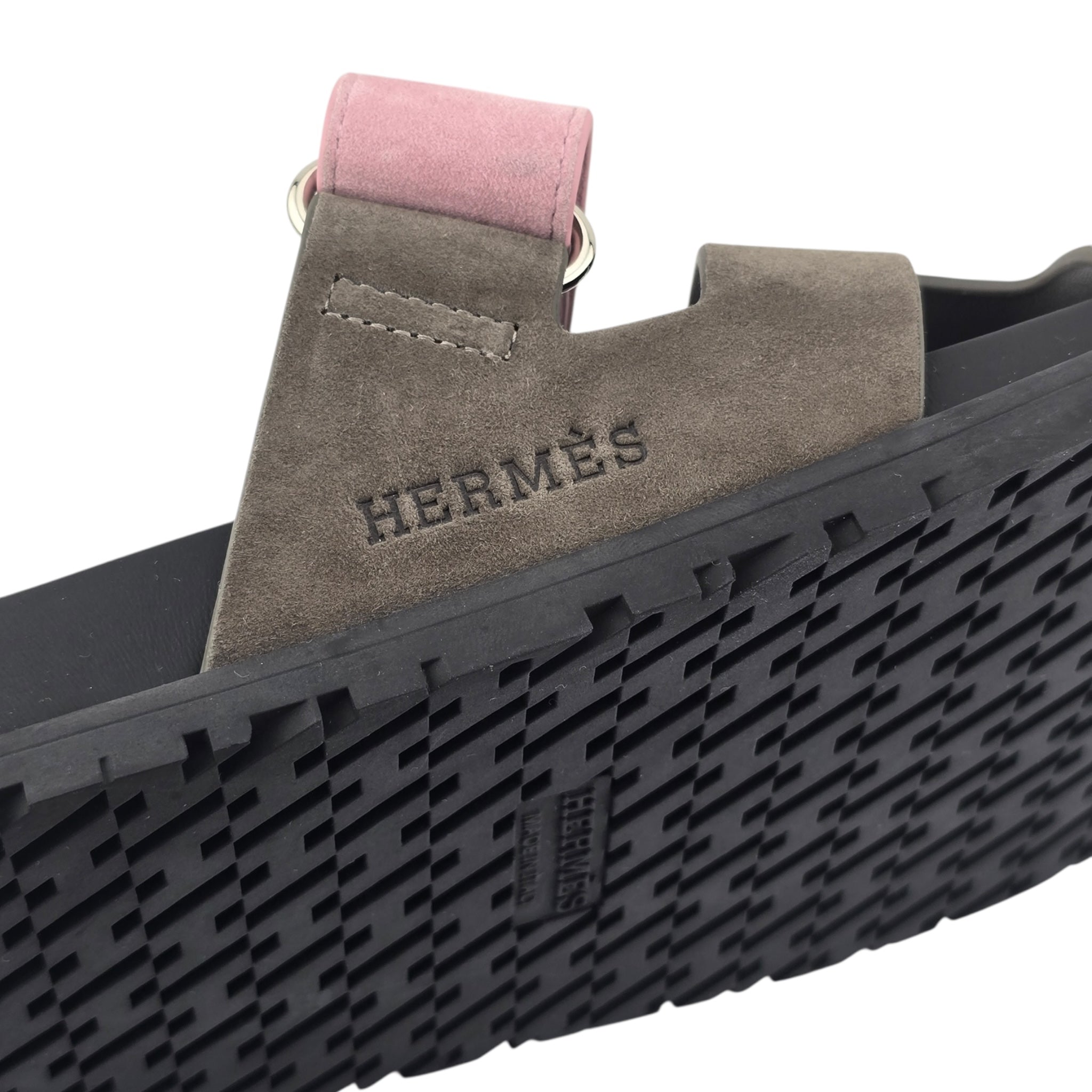 Hermes Chypre Suede Sandal Toundra / Rose 39 UK6 HERMES