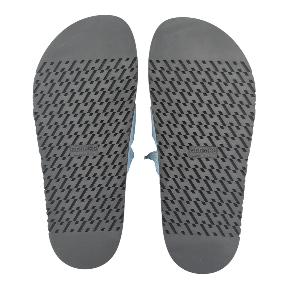 Hermes Chypre Suede Sandal Bleu Mineral 39 UK6 HERMES