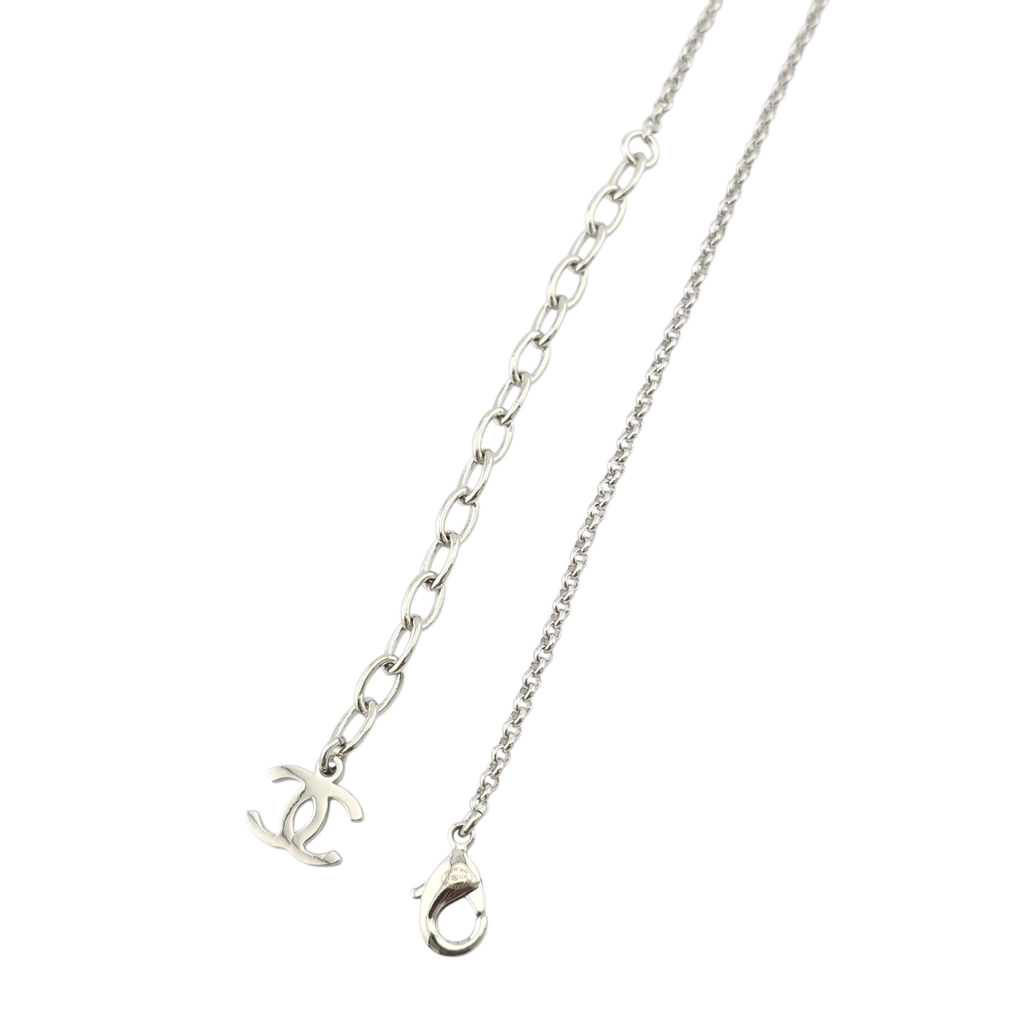 Chanel CC Silver Drop Pendant Necklace 2025 CHANEL