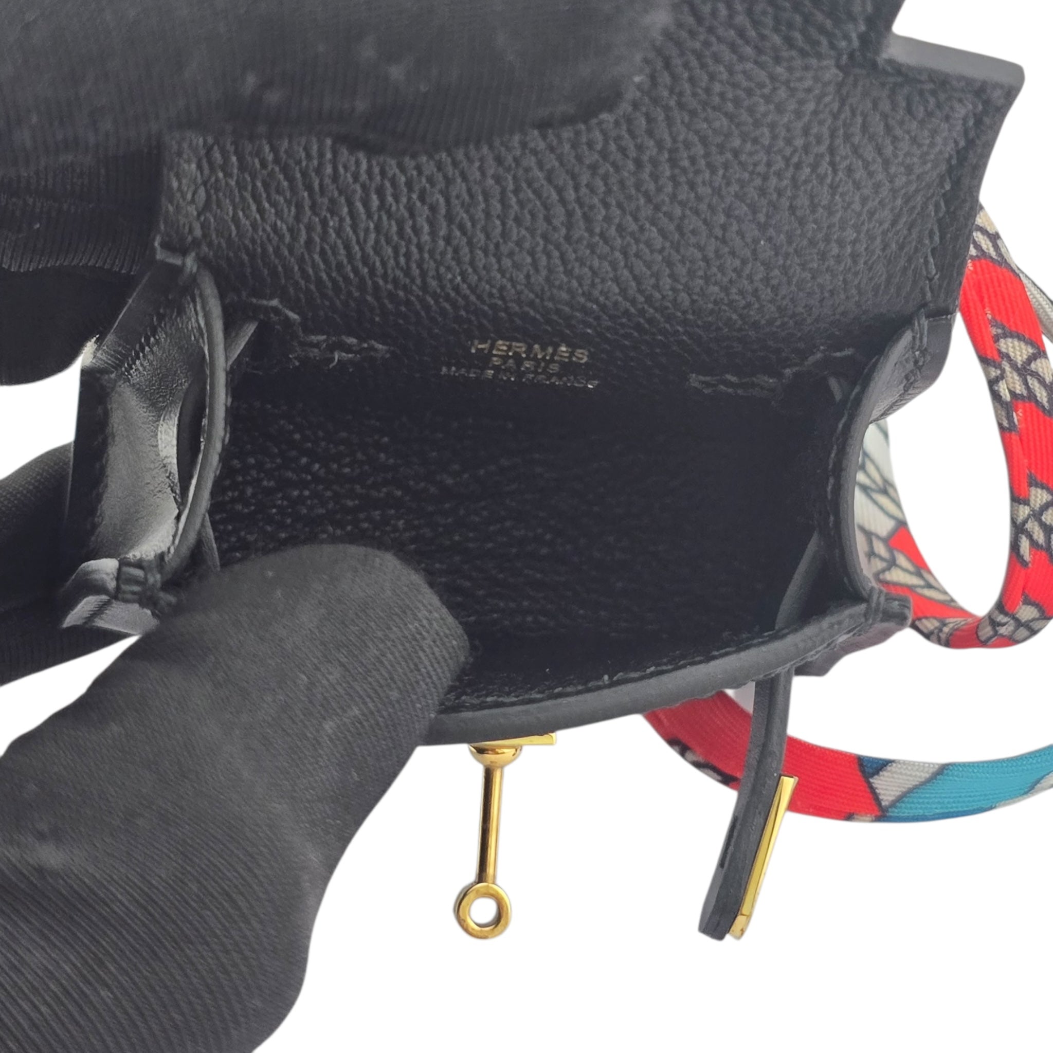 Hermes Tadelakt Mini Kelly Twilly Bag Charm Black HERMES