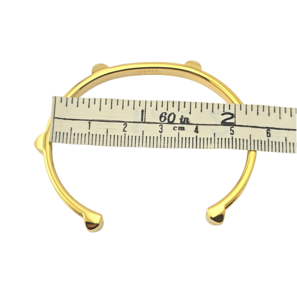 Hermes Athena White Gold Leather Bracelet HERMES