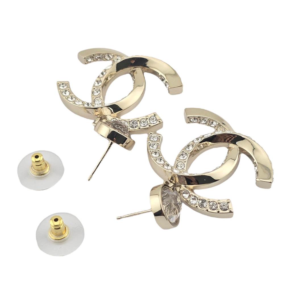 Chanel CC Gold Crystal Earrings 2023 CHANEL