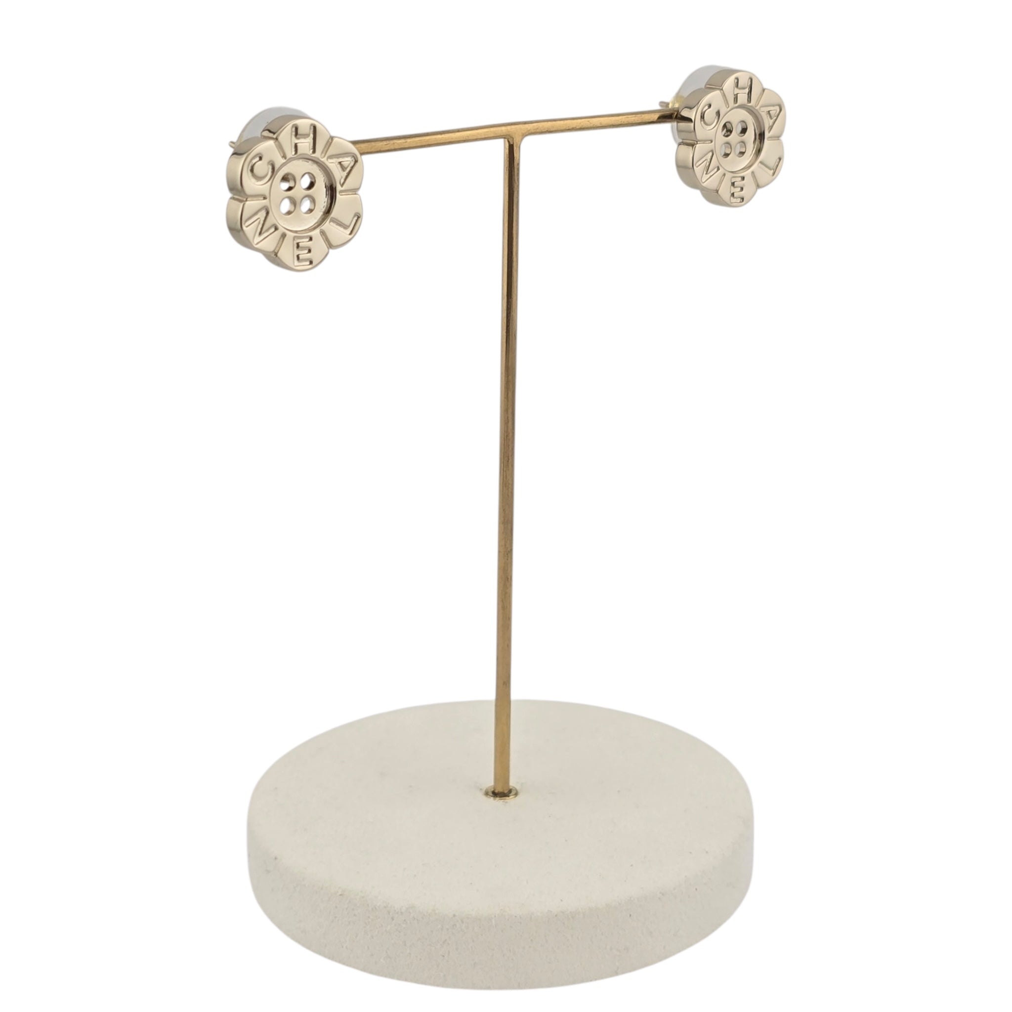 Chanel Logo Button Gold Earrings 2025 CHANEL