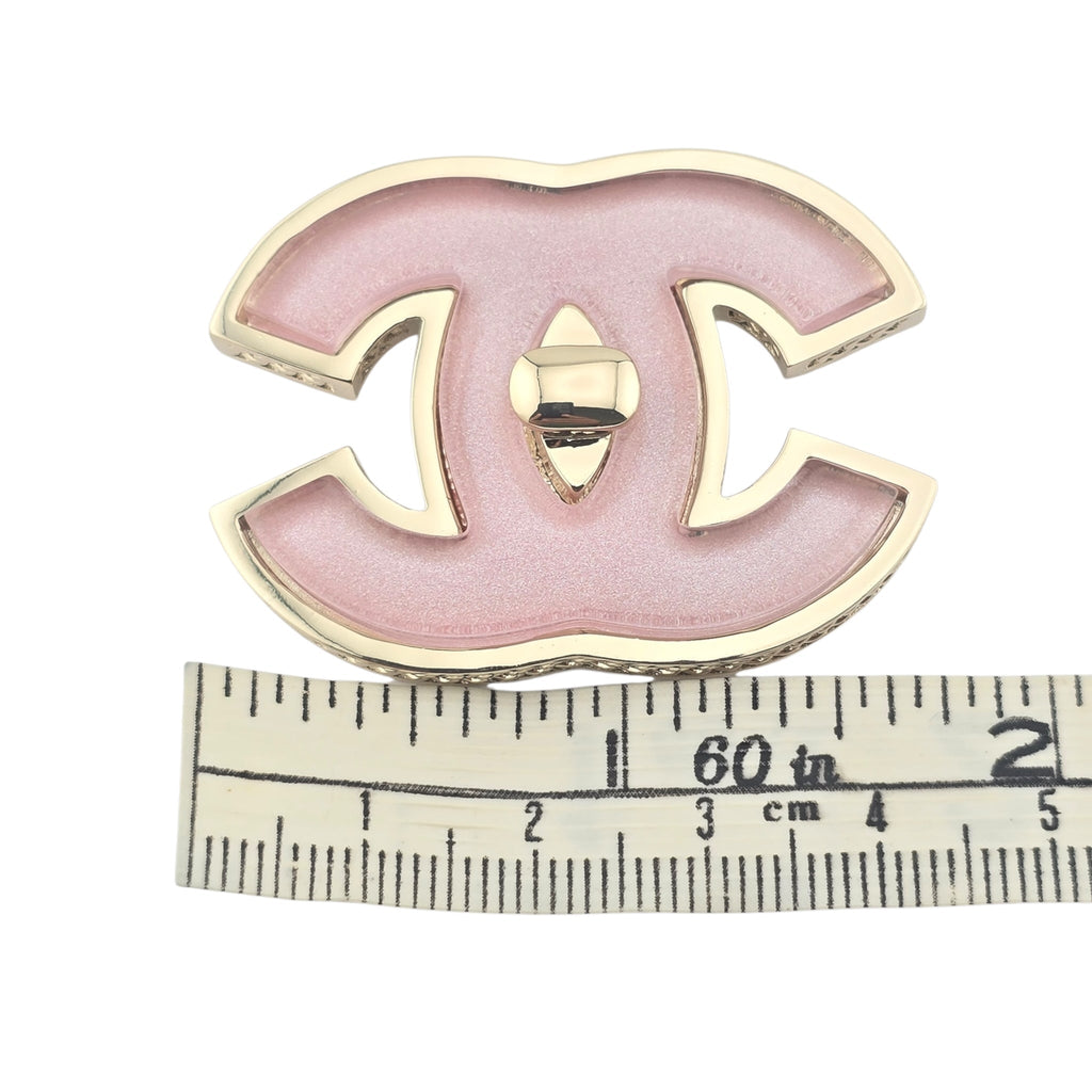 Chanel CC Gold Pink Resin Brooch 2025 CHANEL