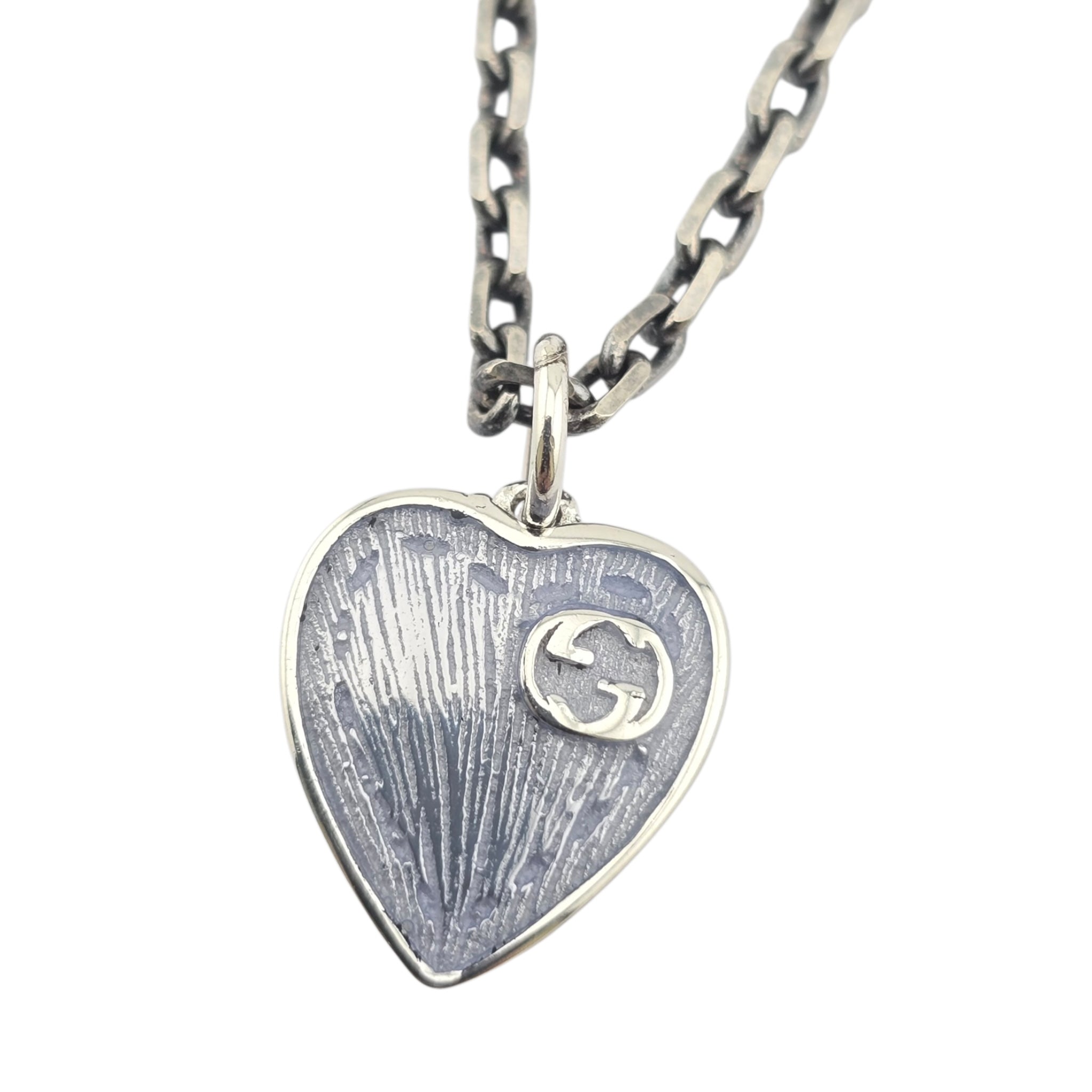 GUCCI Heart Interlocking G Silver Necklace GUCCI
