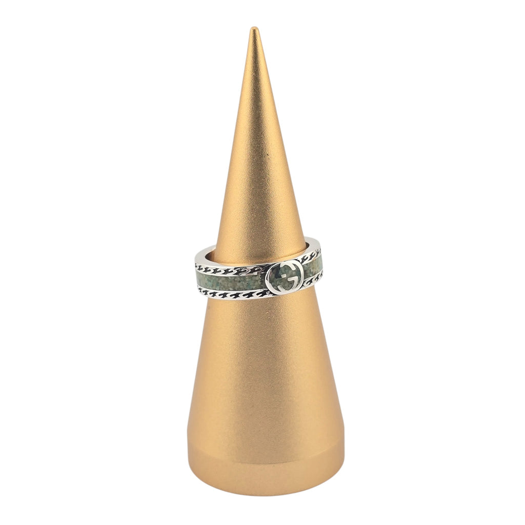 GUCCI Interlocking G Turquoise Enamel Sterling Silver Ring GUCCI