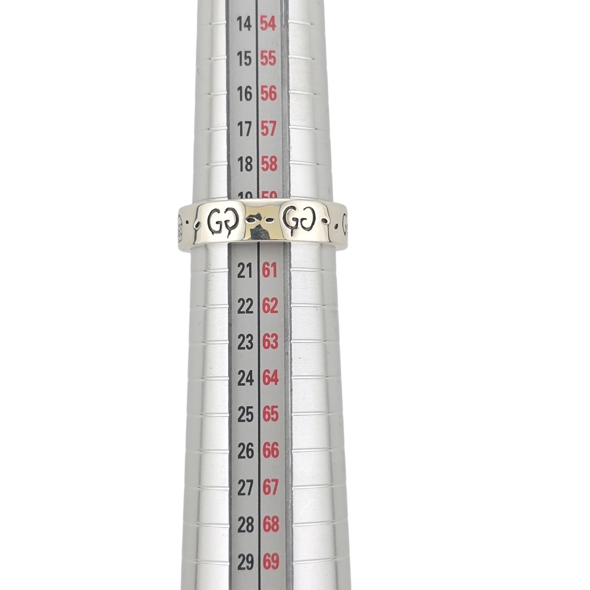 GUCCI Ghost Skull Silver GG Ring 4mm GUCCI