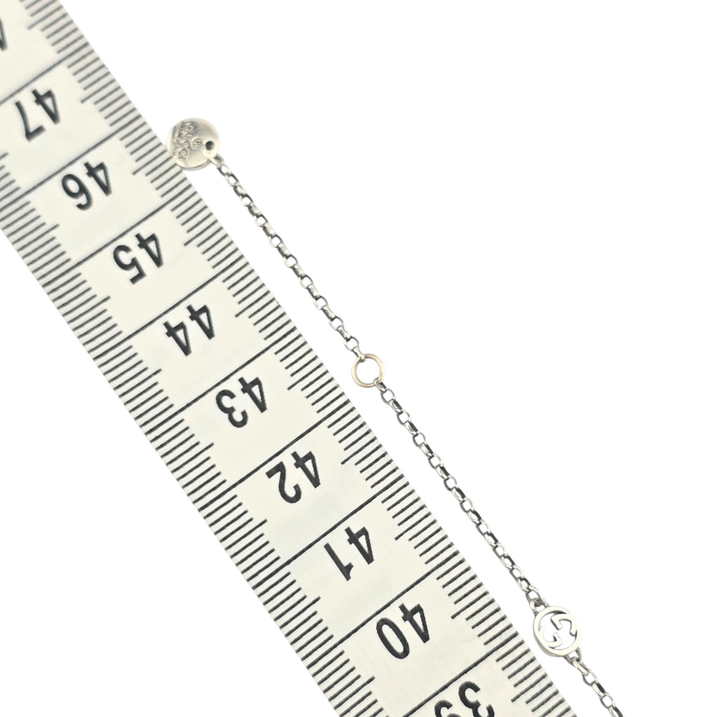 GUCCI GG Engraved Heart Charm Sterling Silver Necklace GUCCI