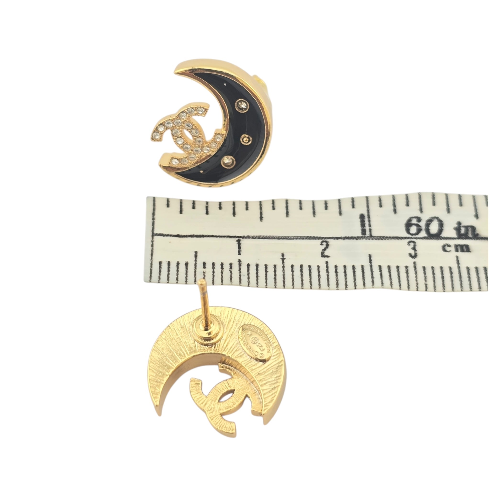 Chanel CC Black Gold Moon Earrings 2025 CHANEL