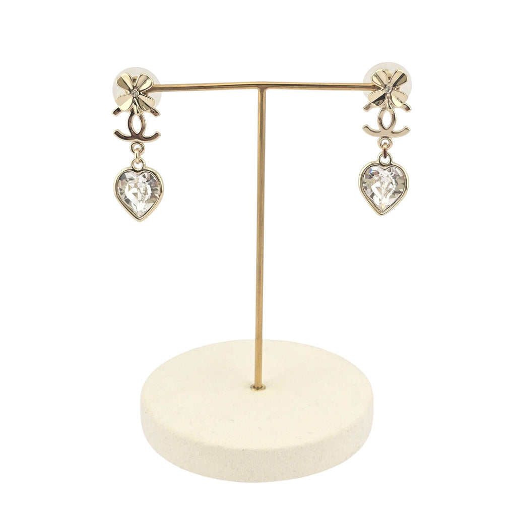 Chanel CC Clover Heart Gold Earrings 2022 CHANEL
