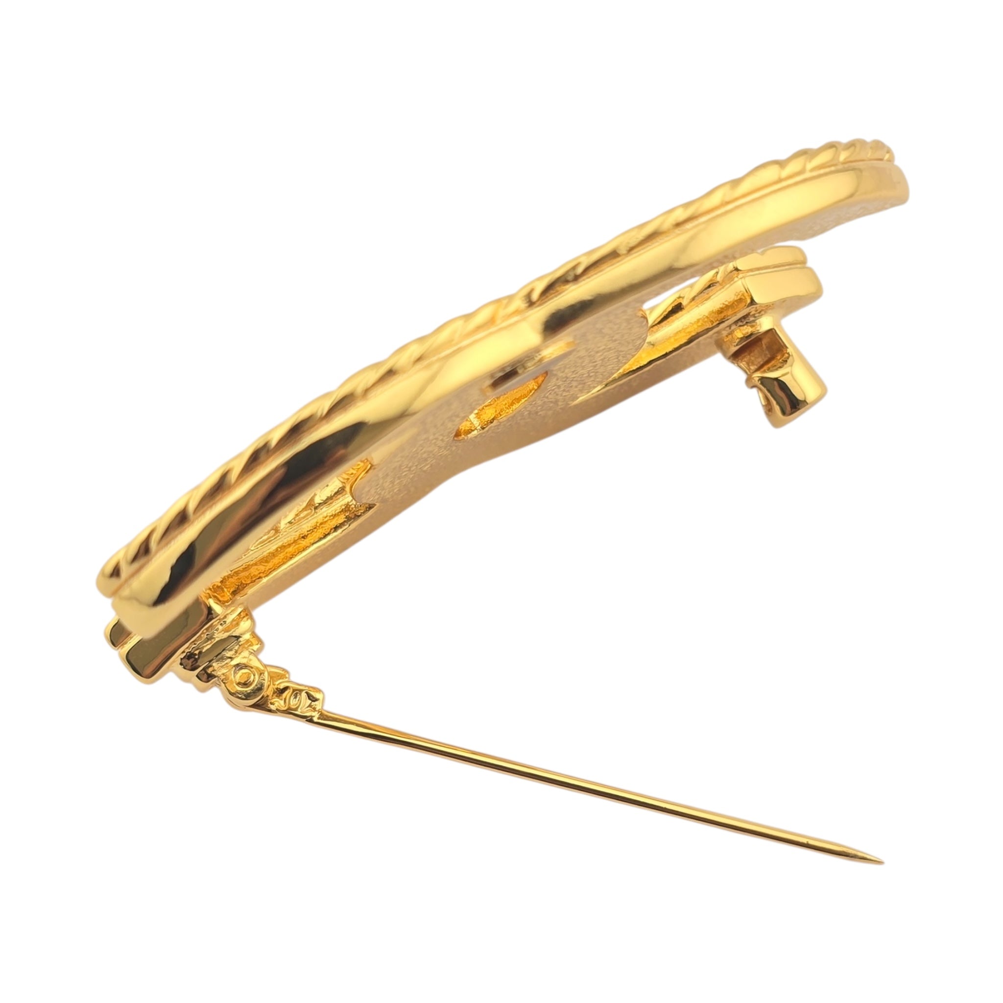 Chanel CC Gold Metal Denim Enamel Brooch CHANEL