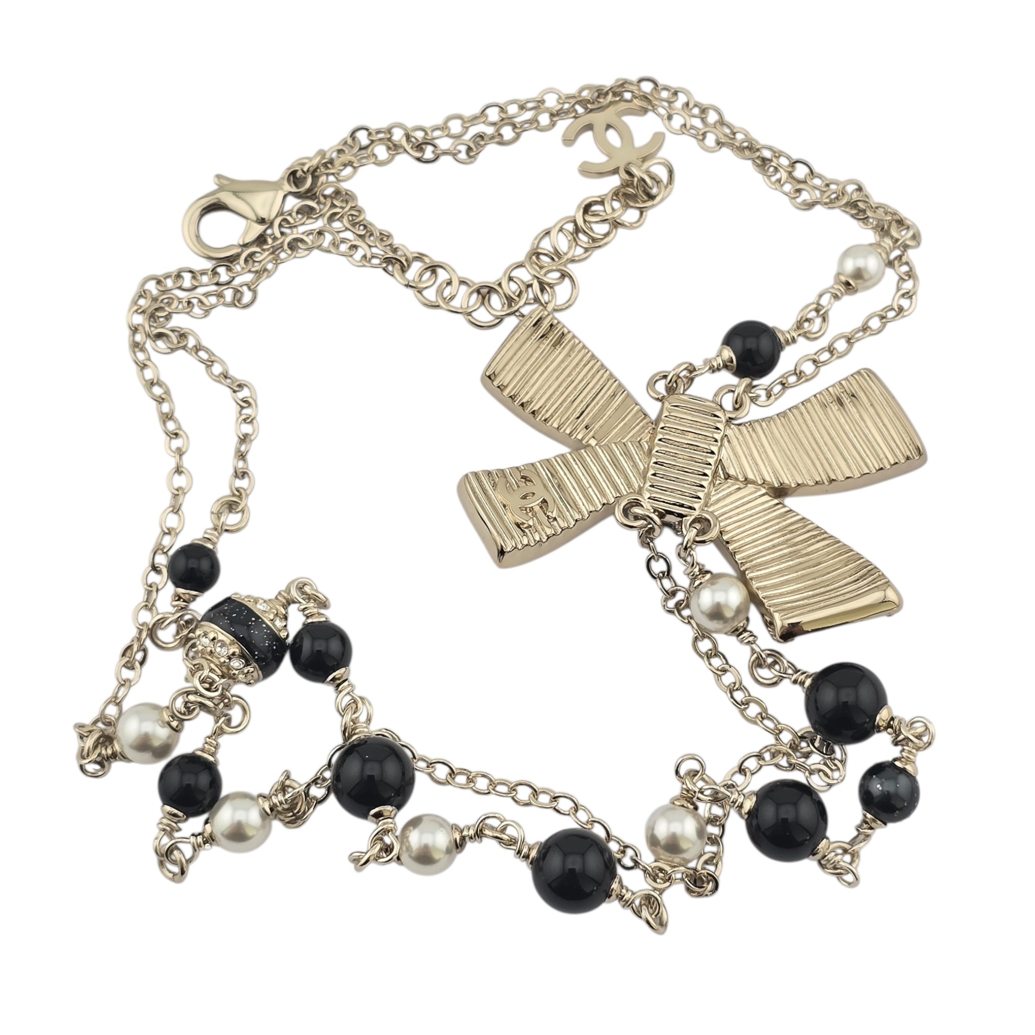 Chanel CC Gold Black Bow Necklace 2025 CHANEL