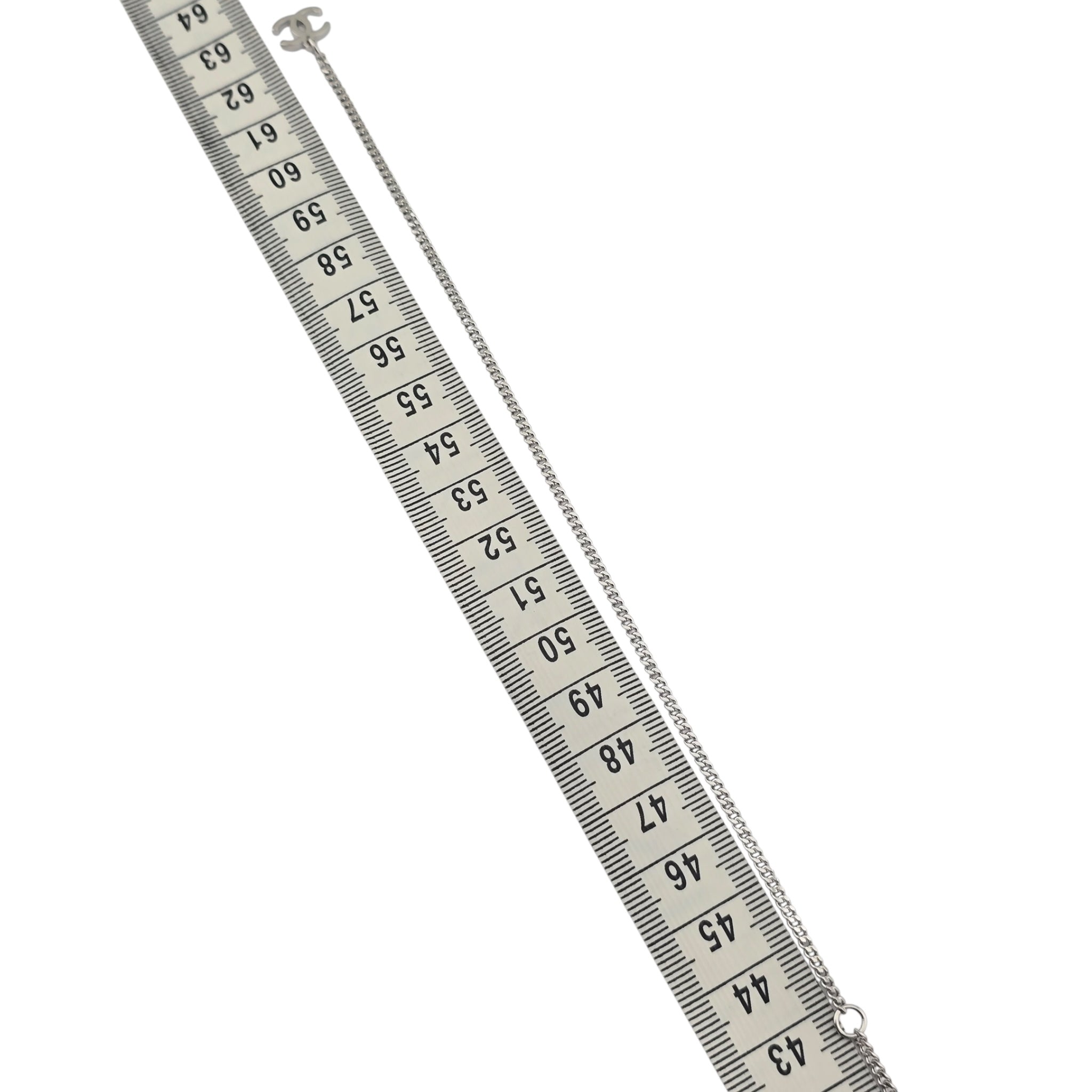 Chanel CC Silver Crystal Oval Pendant Necklace 2025 CHANEL