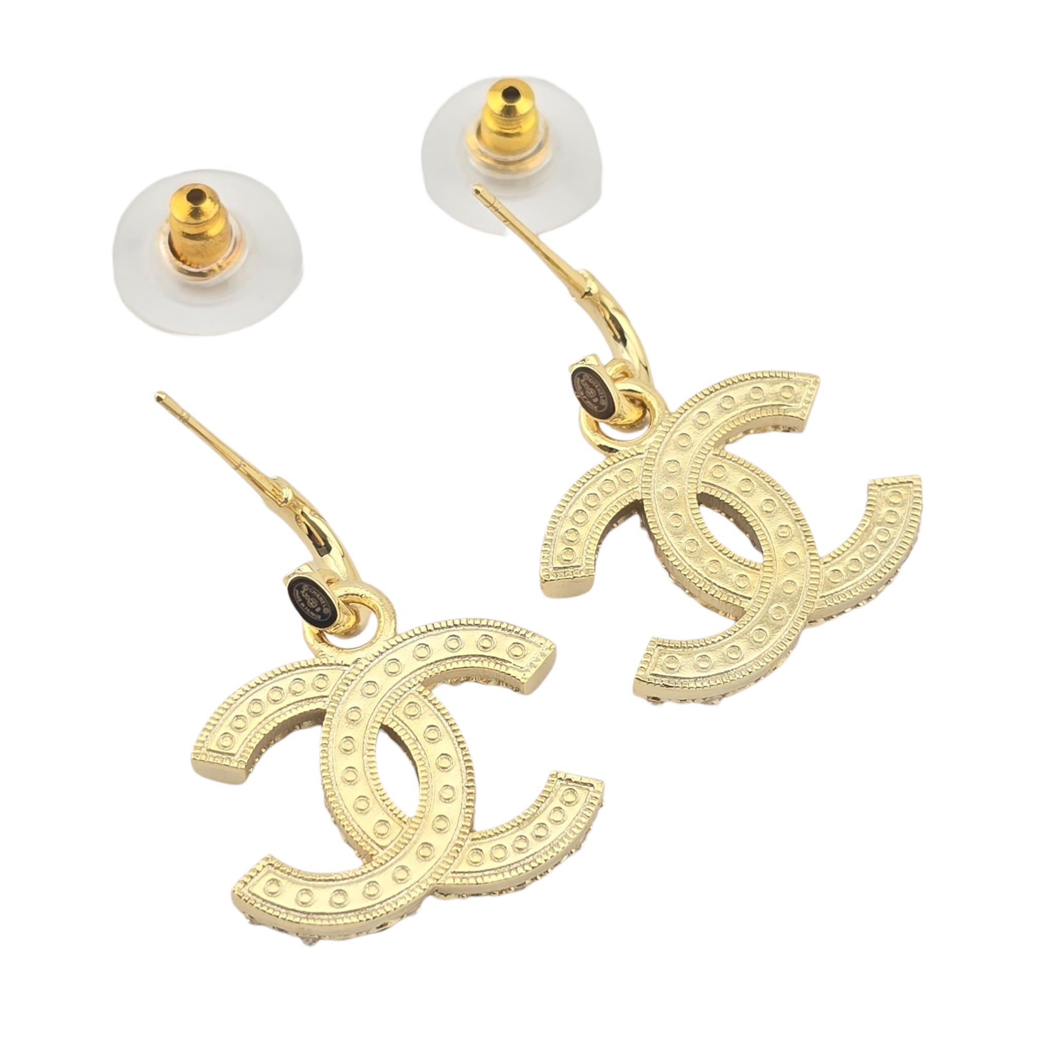 Chanel CC Gold Drop Crystal Faux Pearl Earrings 2022 CHANEL