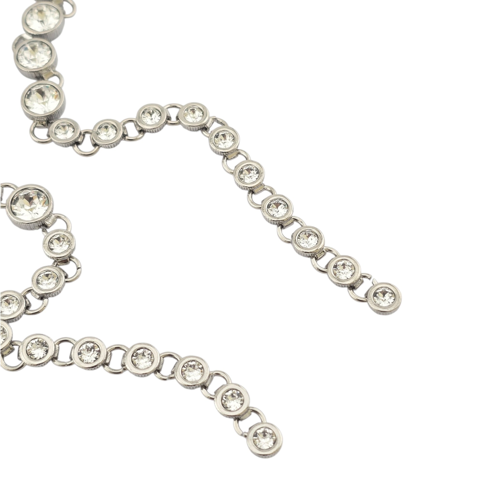 Chanel CC Crystal Long Drop Silver Earrings 23SS CHANEL