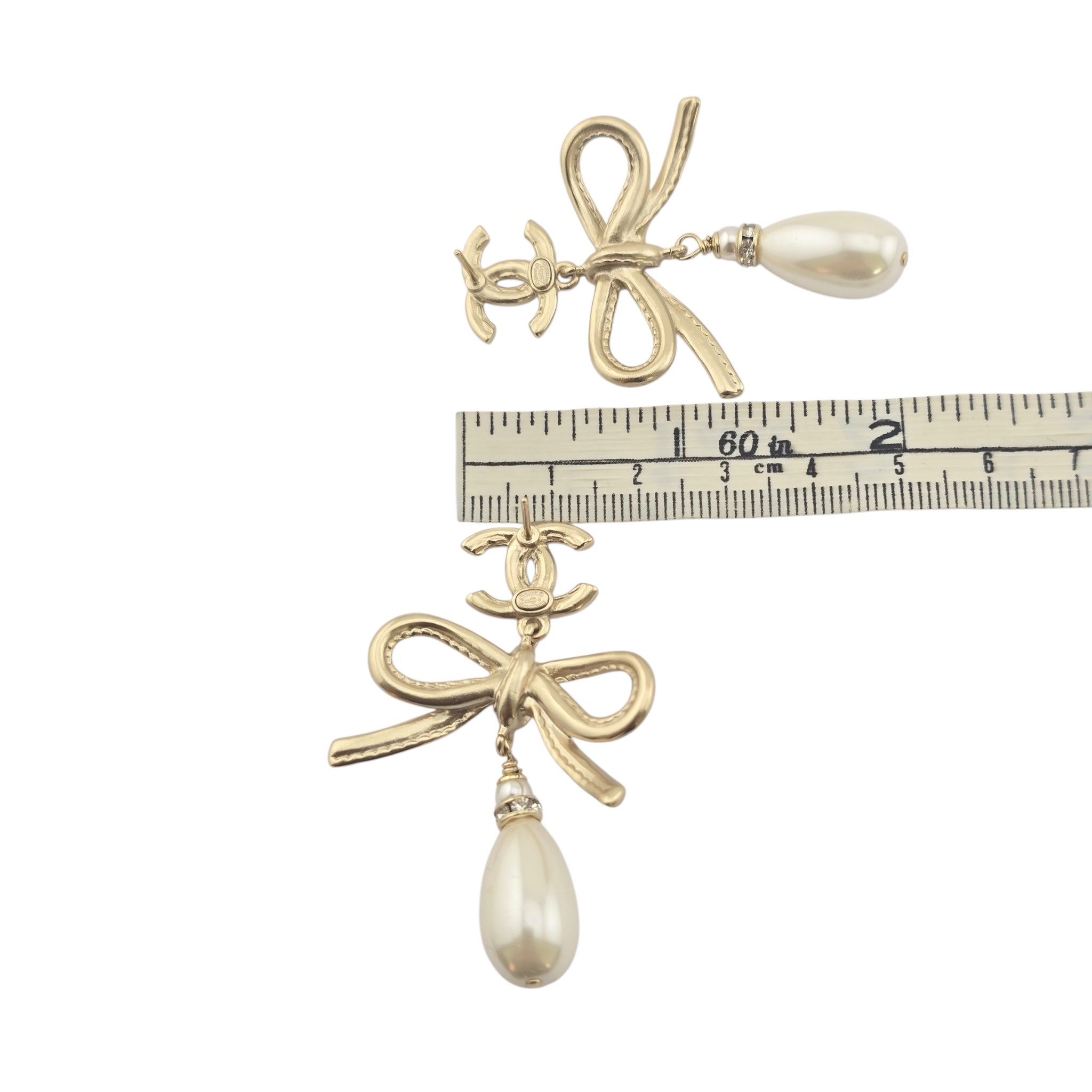 Chanel CC Bow Drop Earrings Gold 2022 CHANEL