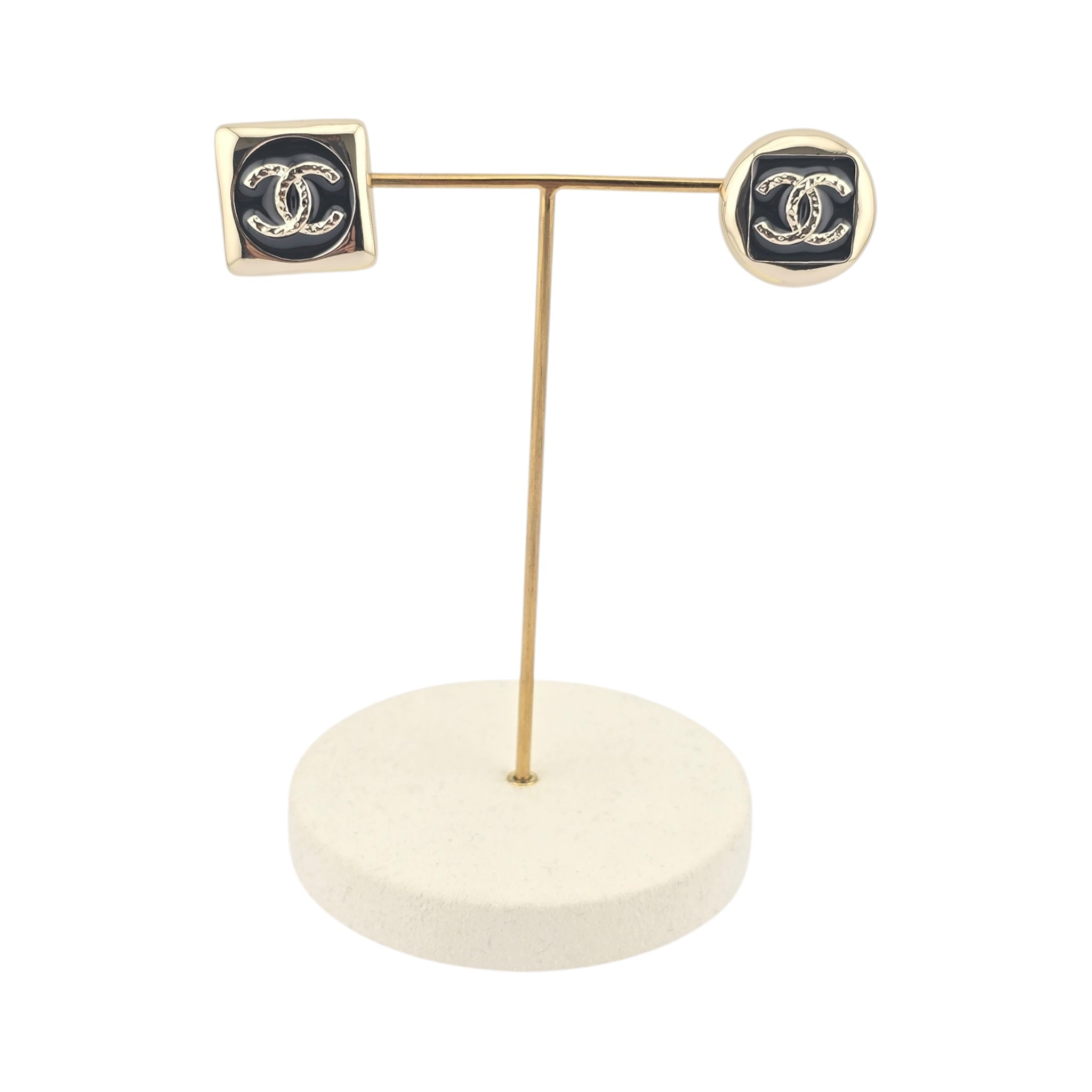 Chanel CC Gold Dark Blue Stud Earrings 2026 CHANEL