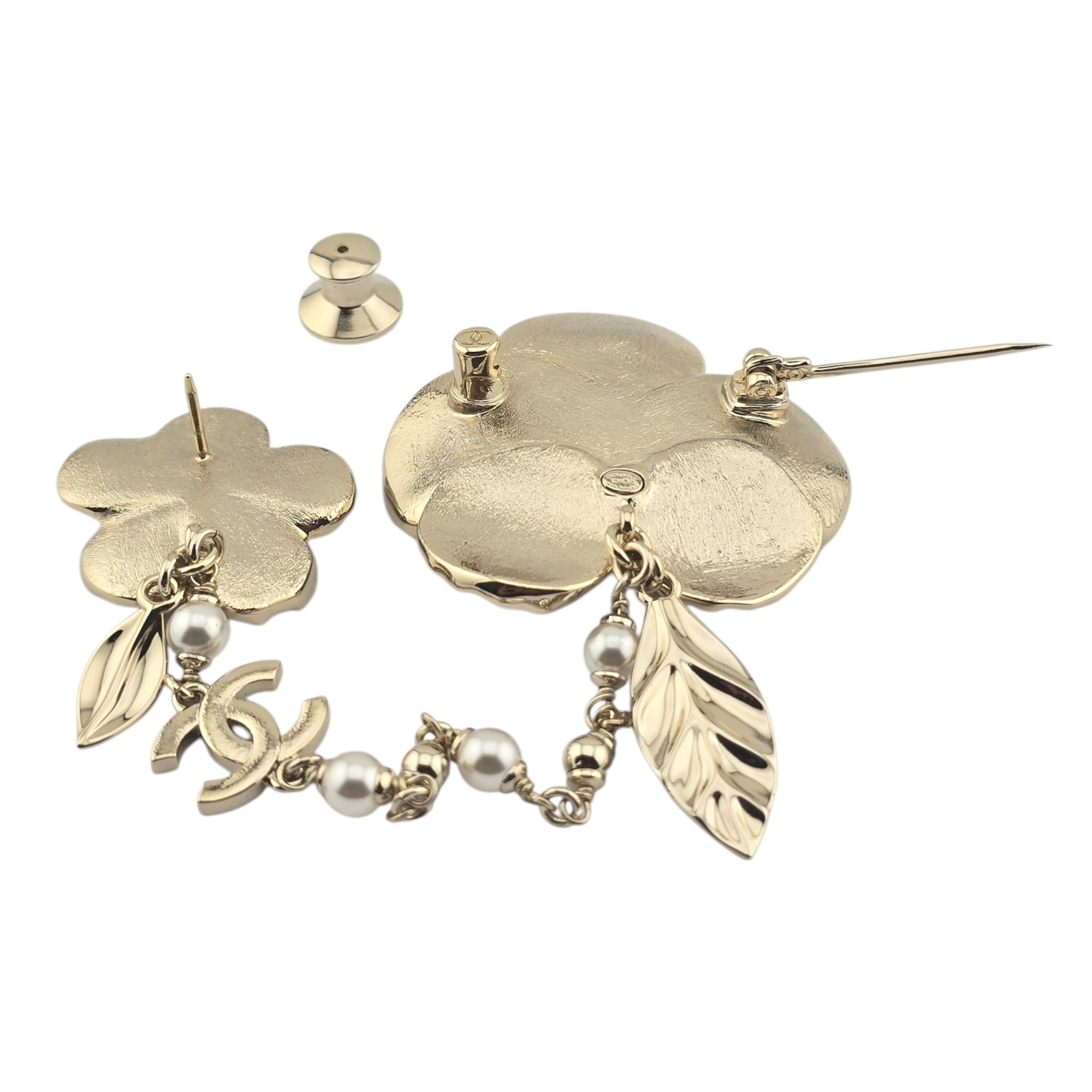 Chanel CC Camelia Chain Gold Brooch 2024 CHANEL