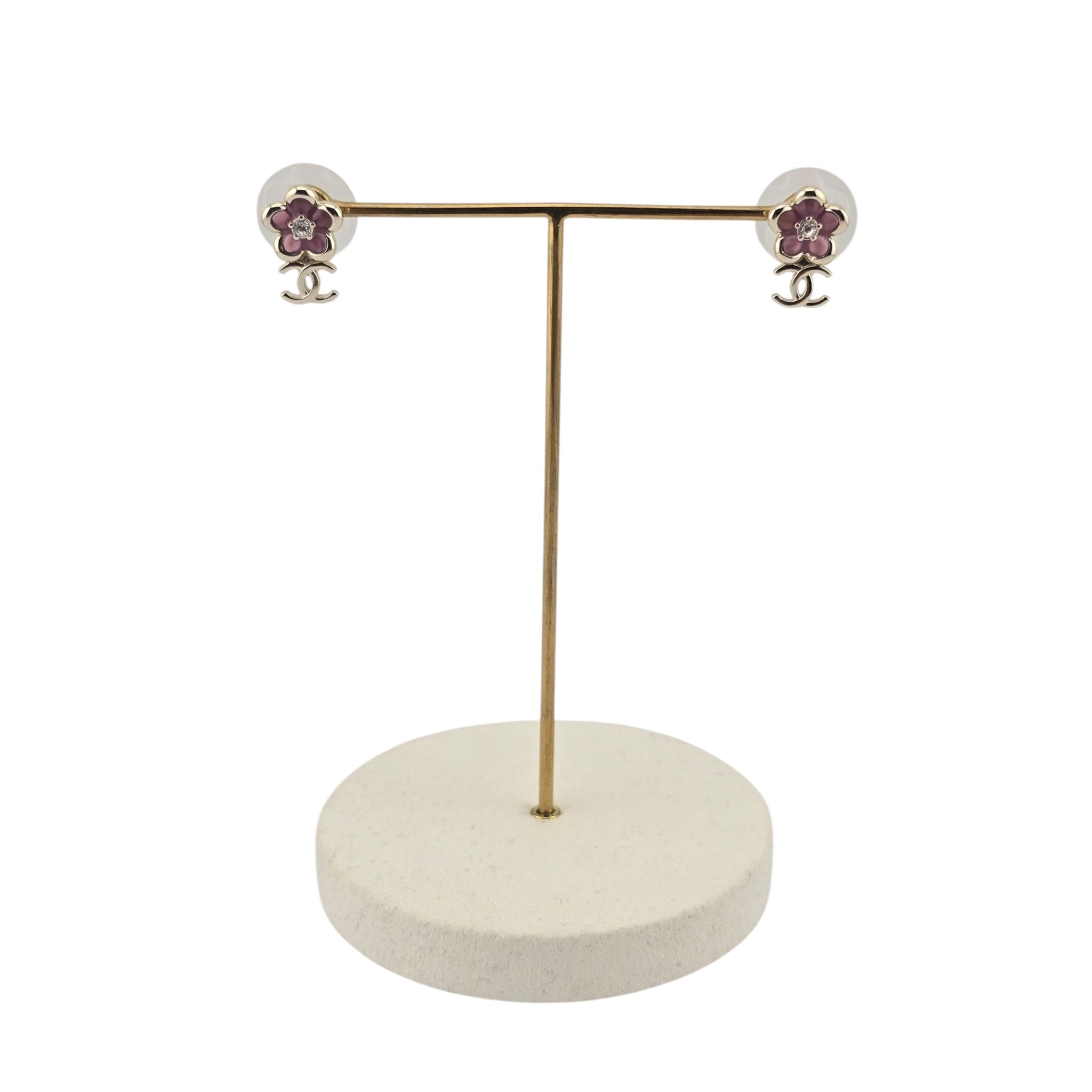 Chanel CC Gold Pink Enamel Earrings 26C 2026