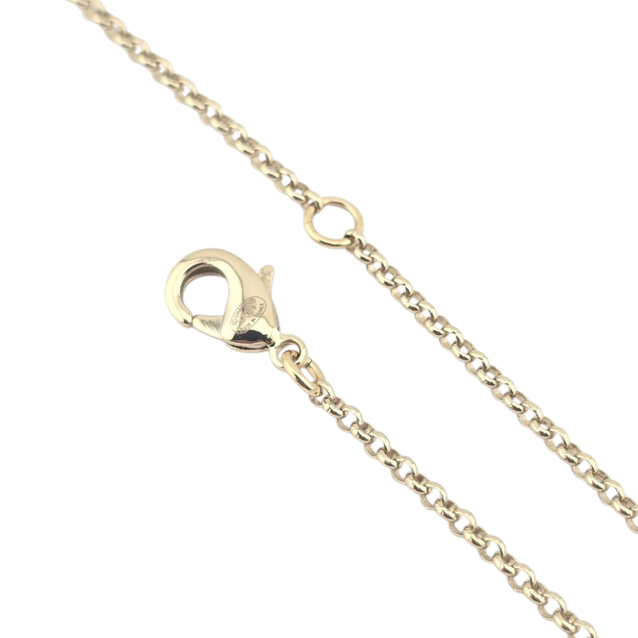 Chanel CC Pearl Crystal Heart Gold Necklace A21