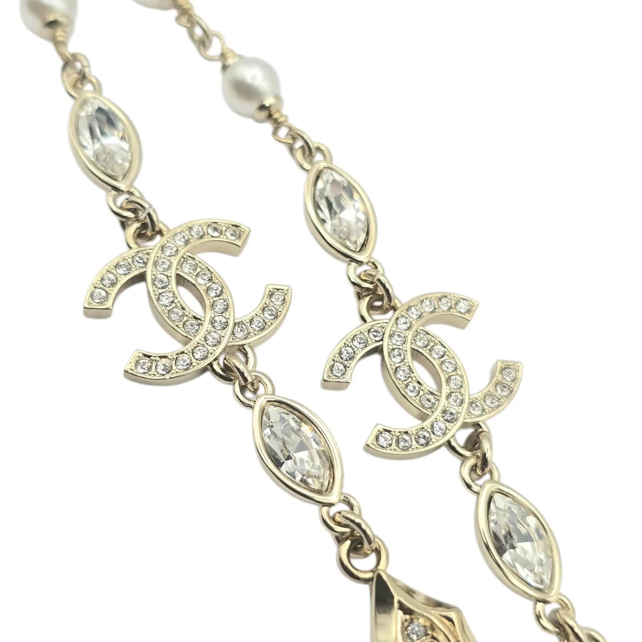 Chanel CC Gold Crystal/Pearl Necklace 2024 CHANEL