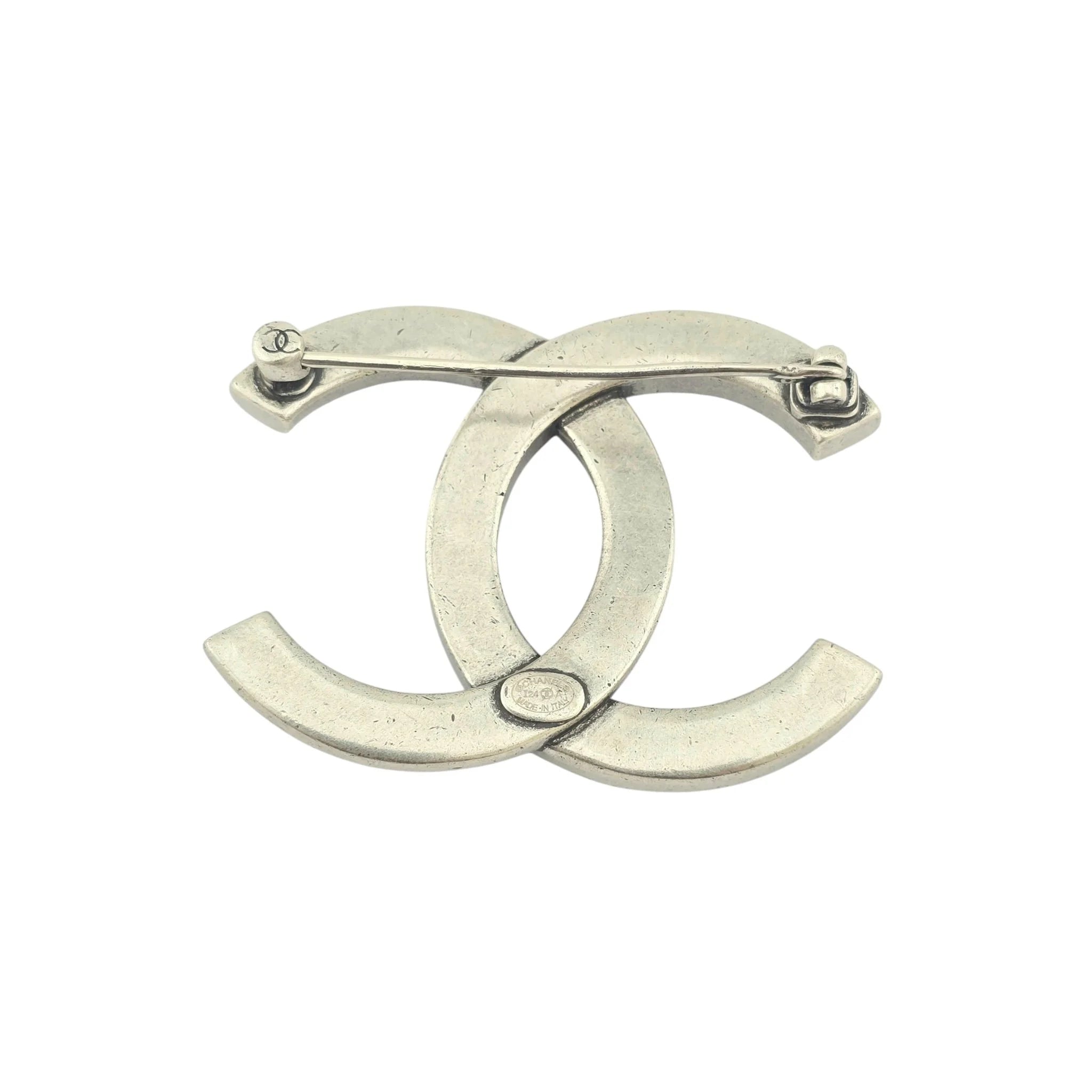 Chanel CC Silver Crystal Brooch 2024 CHANEL