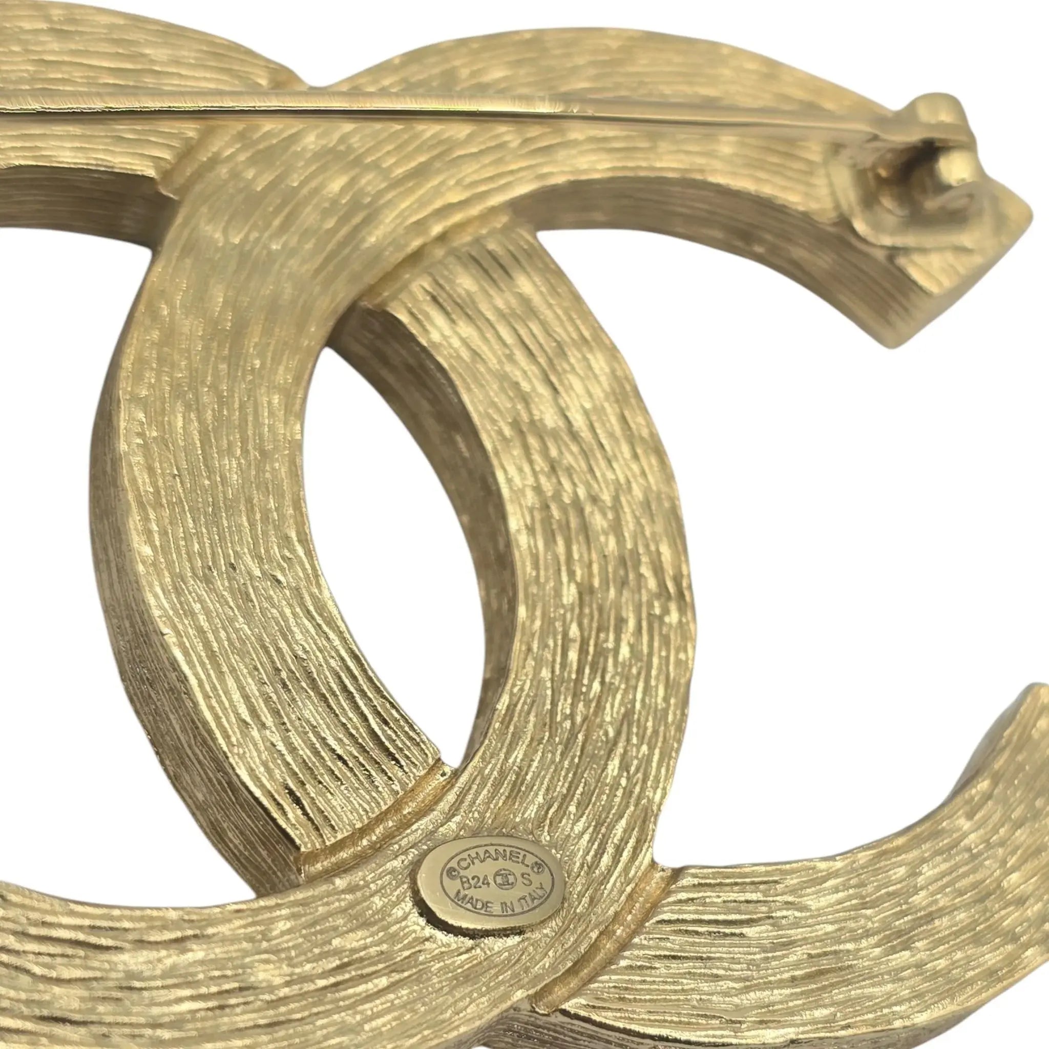 Chanel CC Logo Gold Rhinestone Brooch 2024 CHANEL