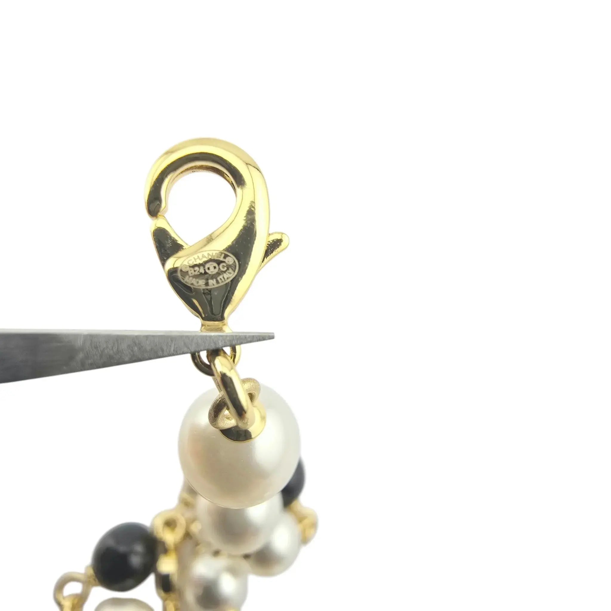 Chanel CC Faux Pearl Crystal Black / Gold Necklace 2024 CHANEL