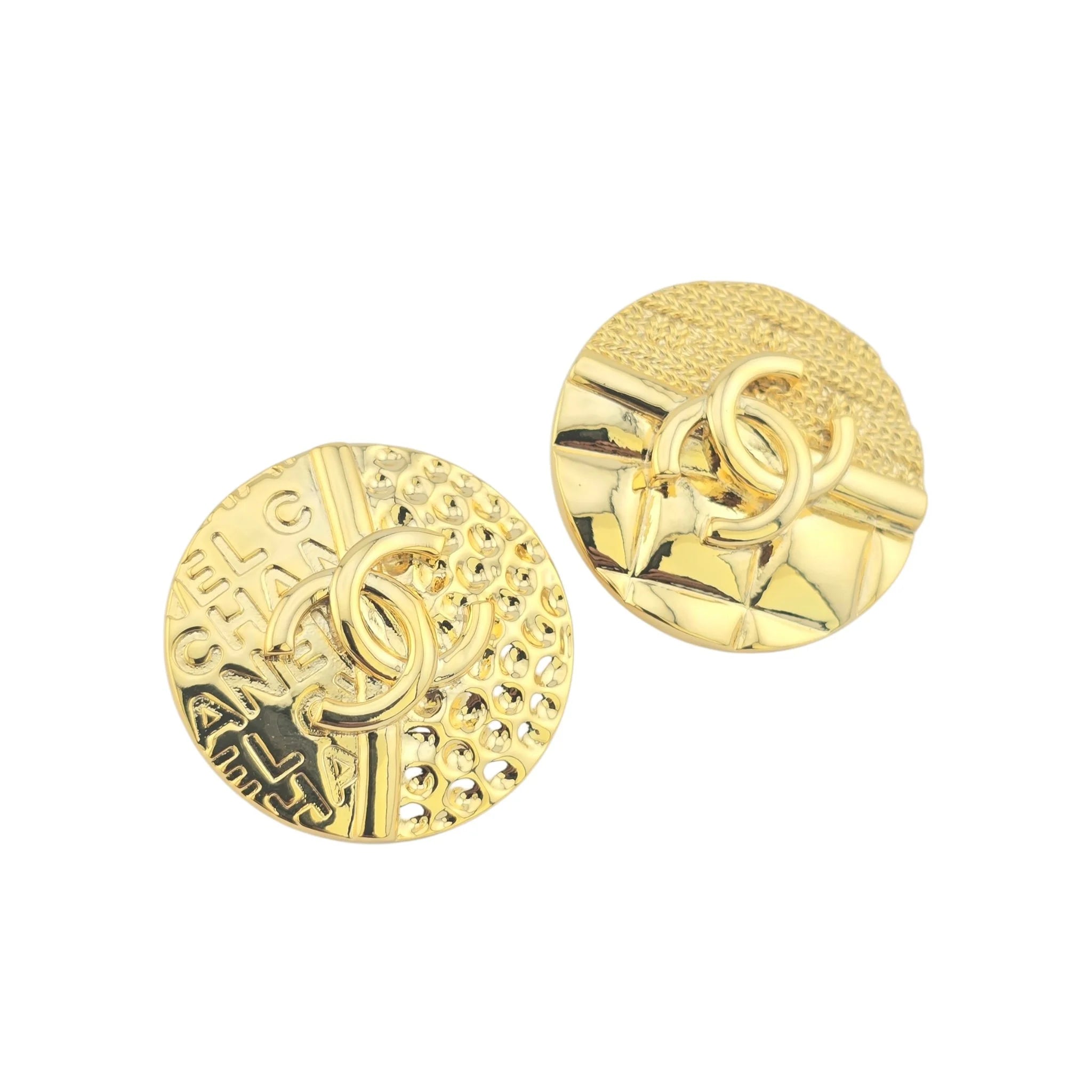 Chanel CC Round Gold Earrings 2024 CHANEL