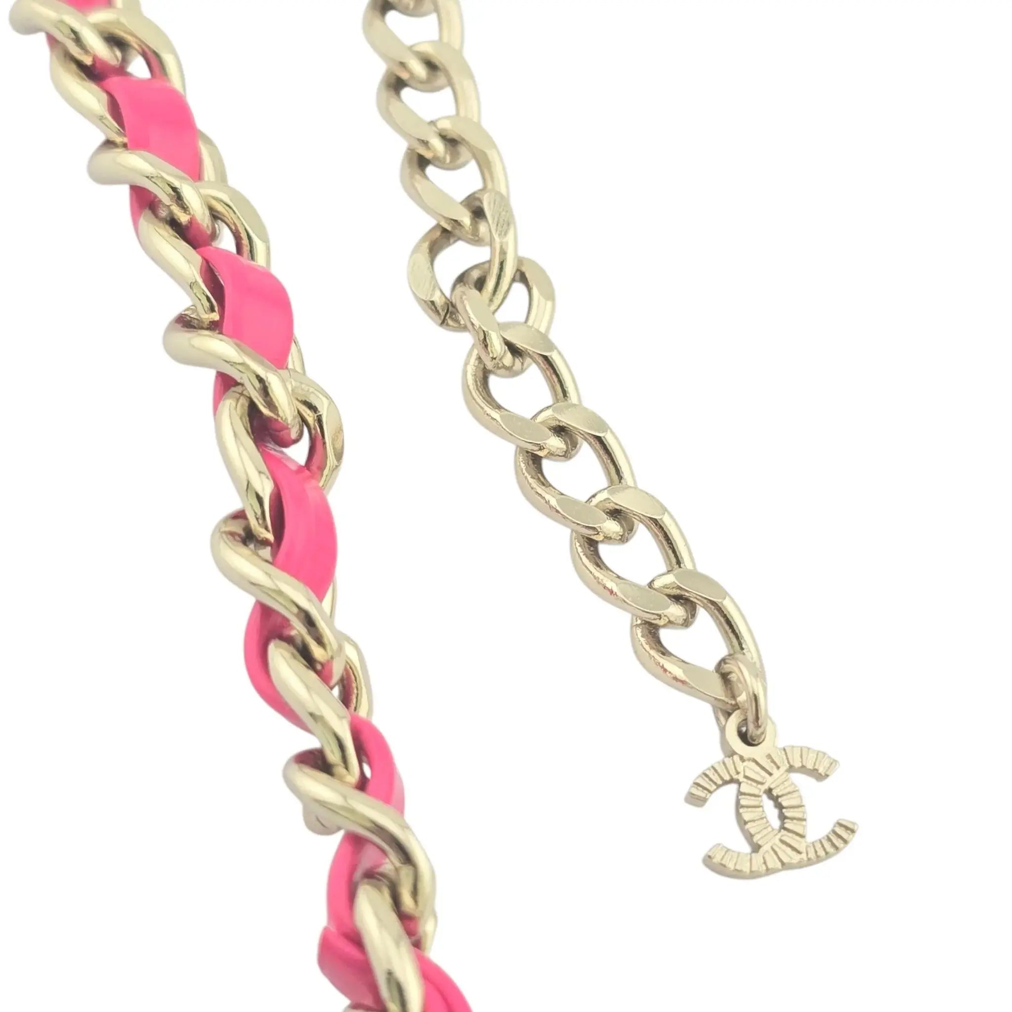 Chanel CC Floral Pink Leather Choker Necklace 2022 CHANEL