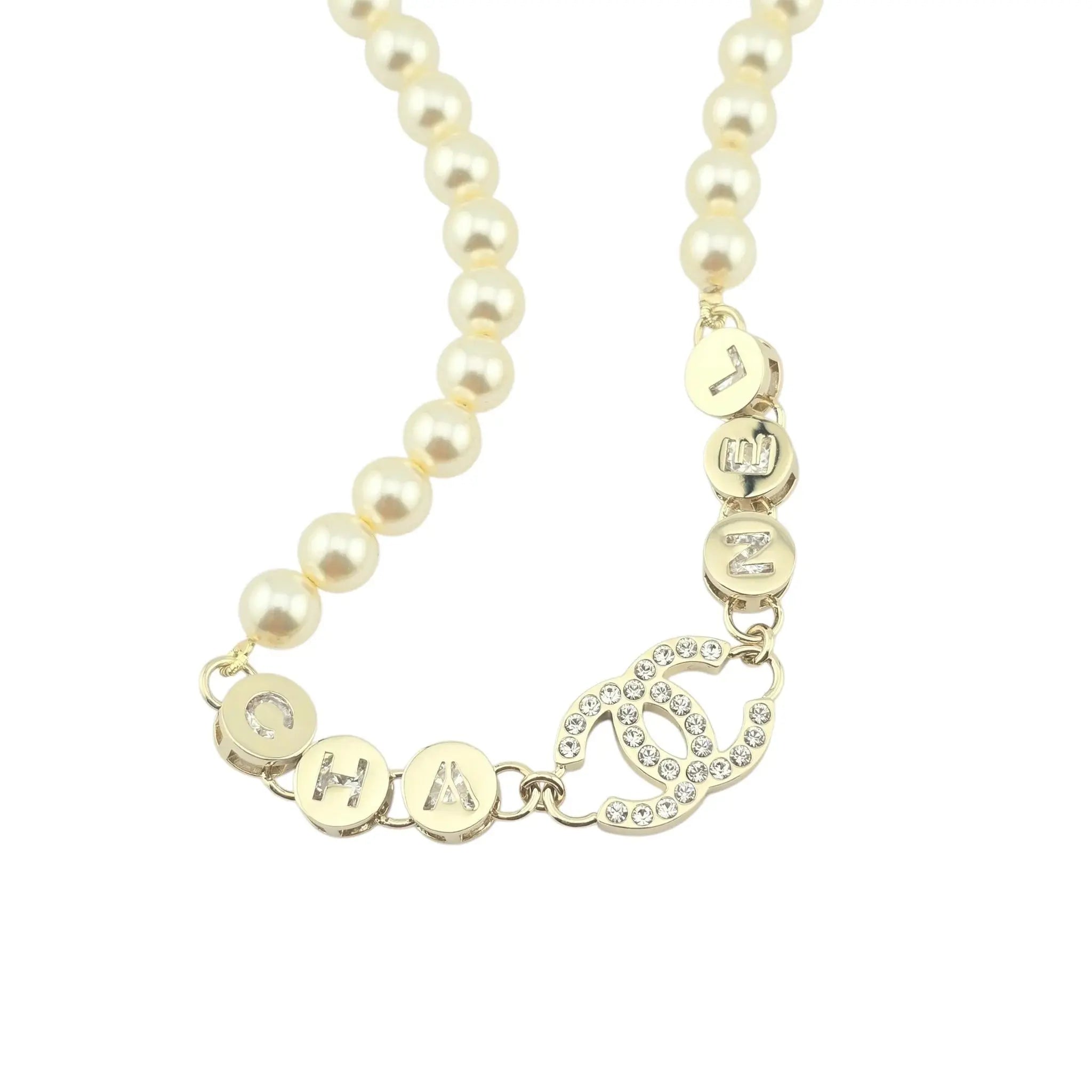 Chanel CC Faux Pearl Crystal Necklace 2024 CHANEL