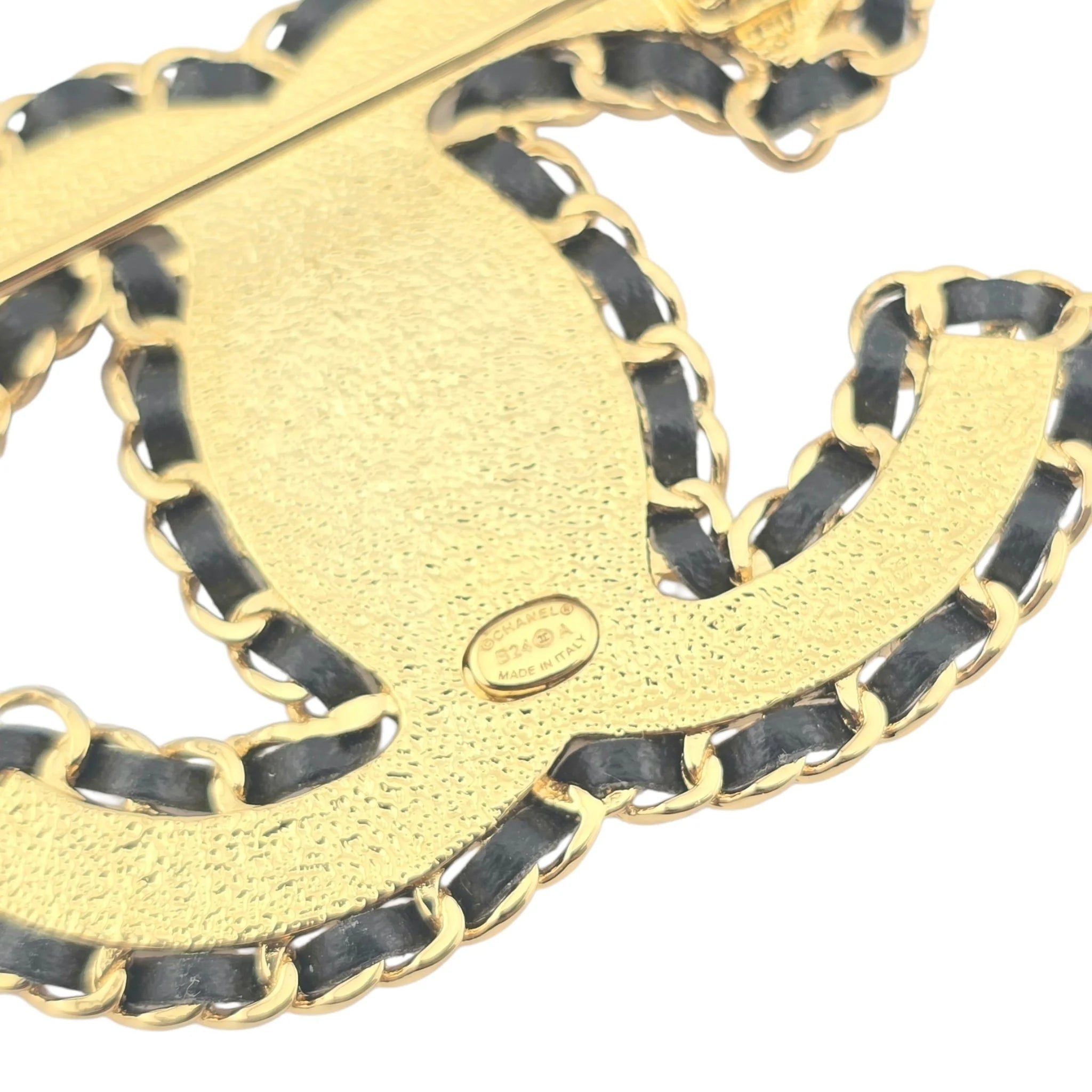 Chanel CC Gold Leather Brooch 2024 CHANEL