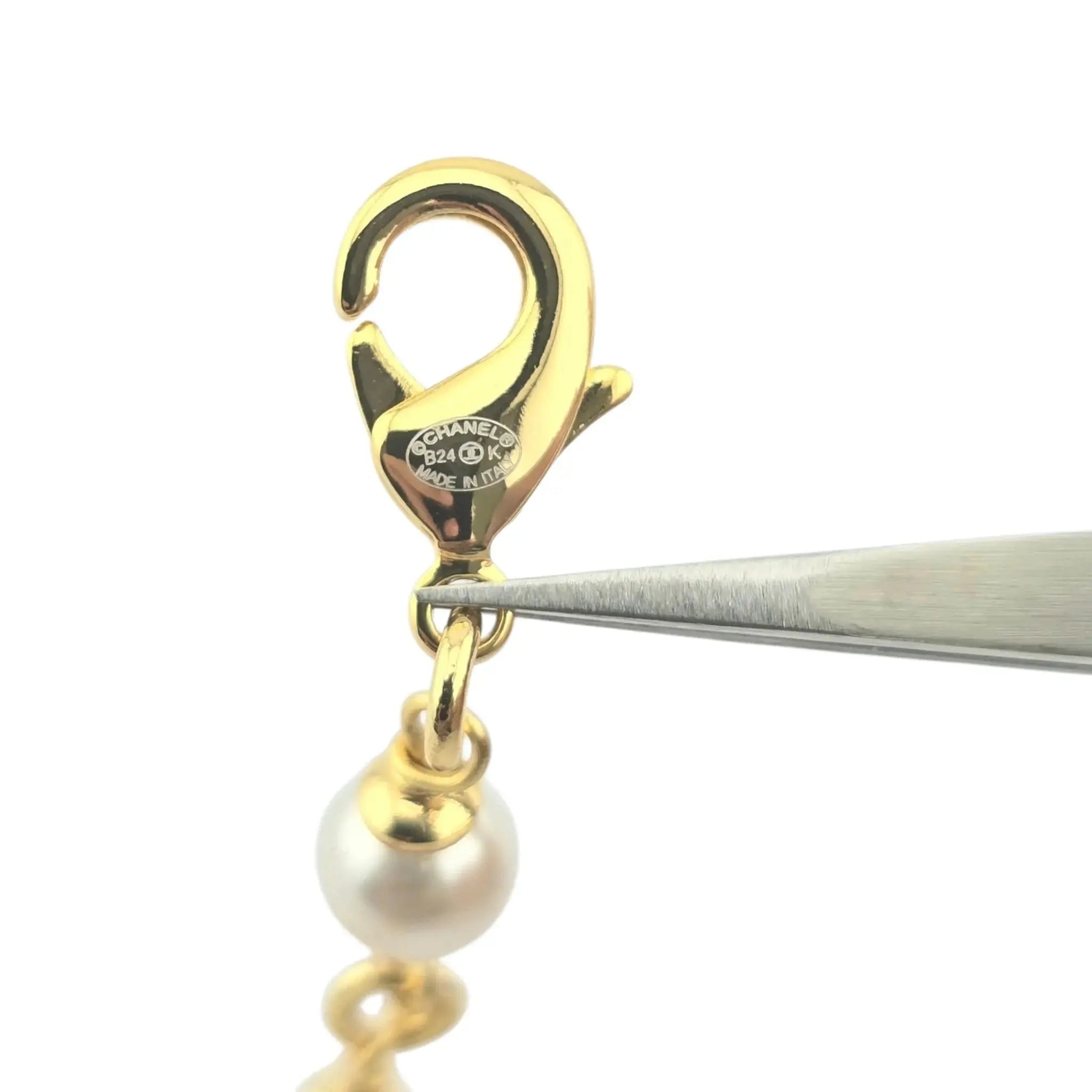 Chanel CC Faux Pearl Leather Gold Necklace 2024 CHANEL