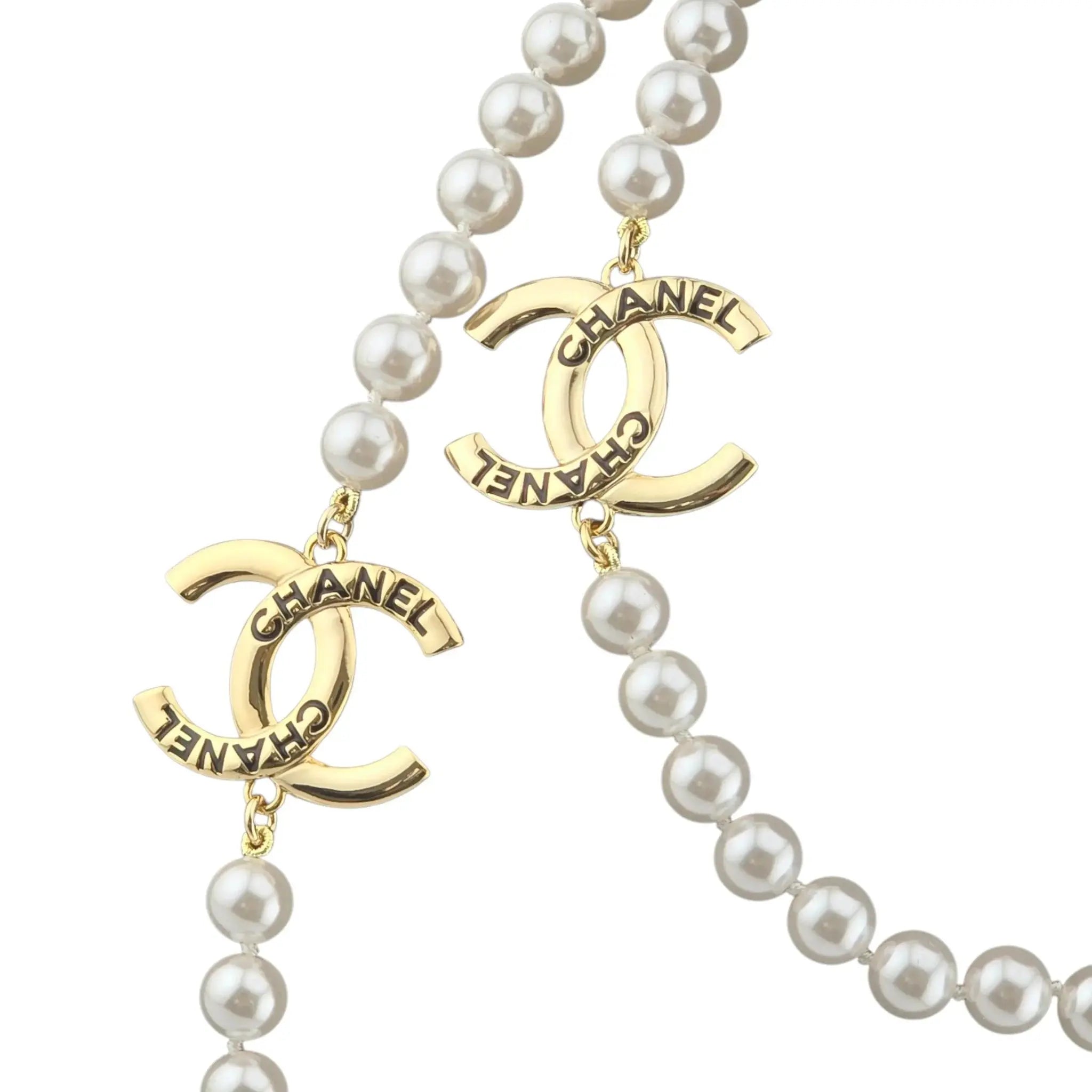 Chanel CC Long Faux Pearl Gold Necklace 2025 CHANEL