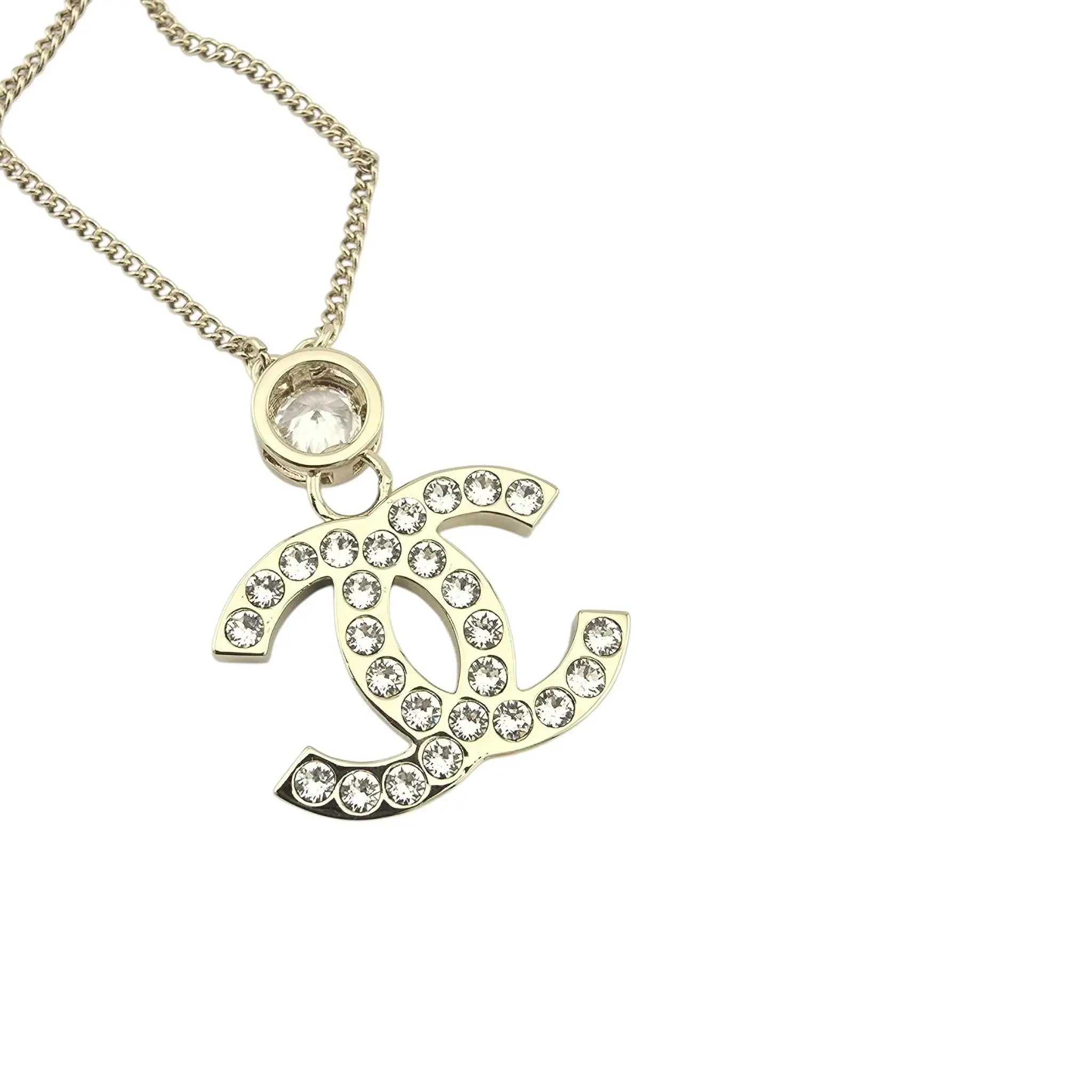 Chanel CC Heart Pendant Crystal Necklace 2024 CHANEL
